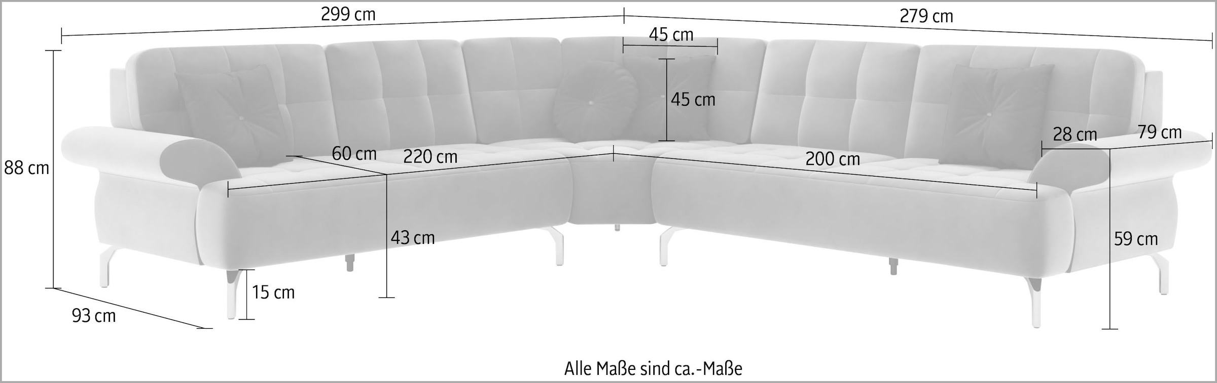 sit&more Ecksofa »Orient 1 L-Form«, inkl. 4 Zierkissen mit Strass-Stein, goldfarbene Metallfüße