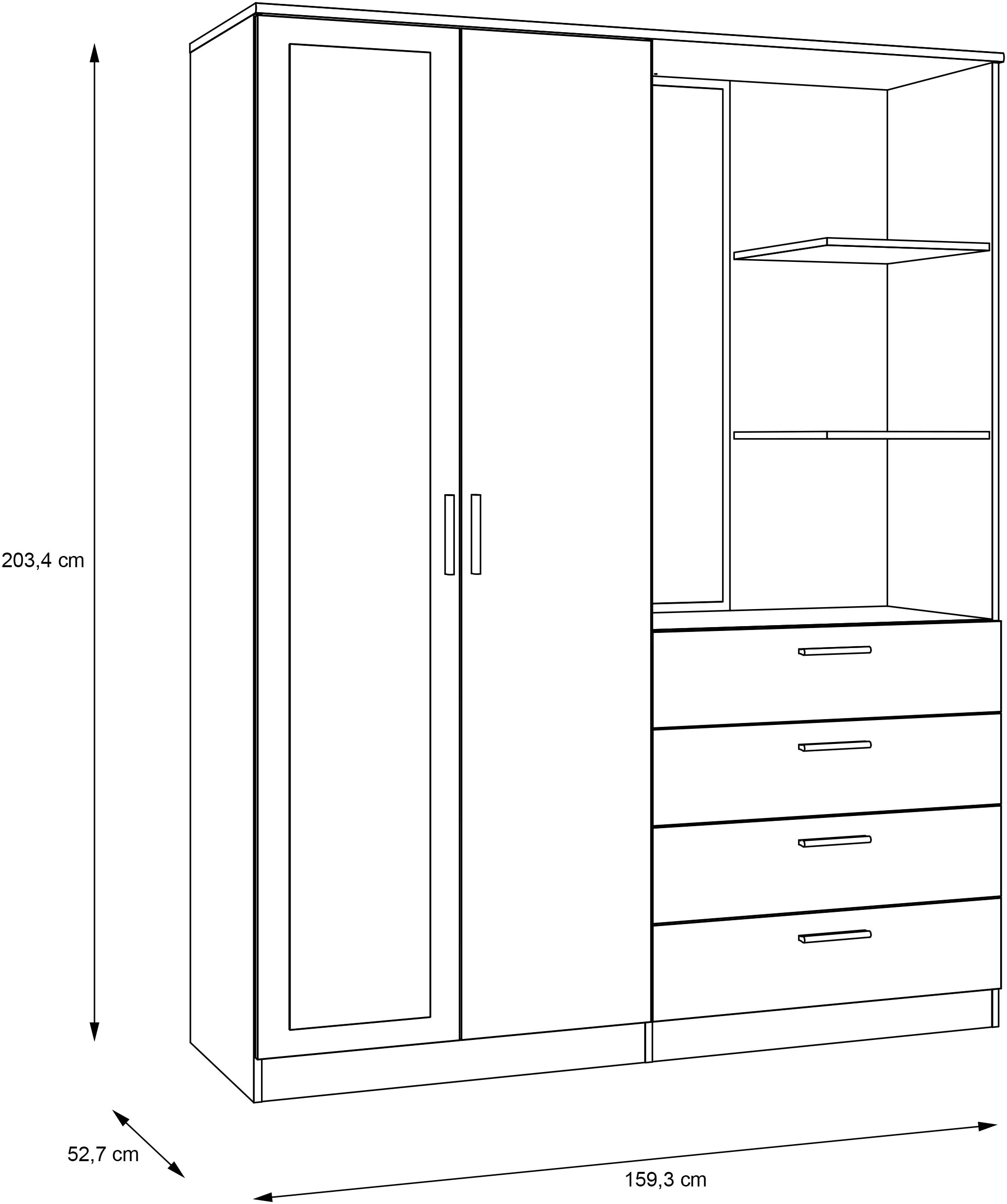 FORTE Kompaktgarderobe B/H/T 159,3/203,4/52,7 cm , Stauraumwunder