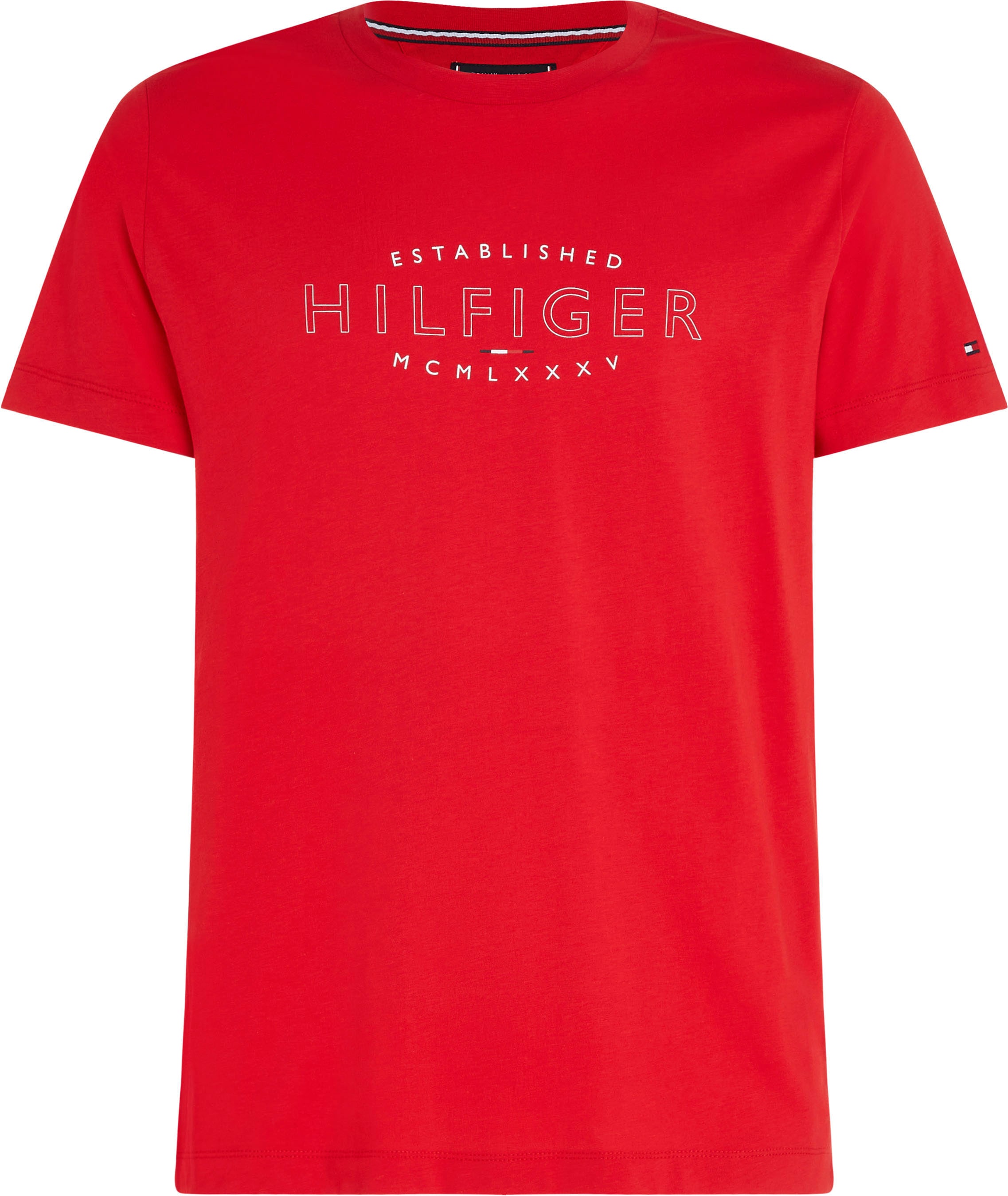 Tommy Hilfiger Rundhalsshirt »HILFIGER CURVE LOGO TEE«, mit Logostickerei am Ärmel
