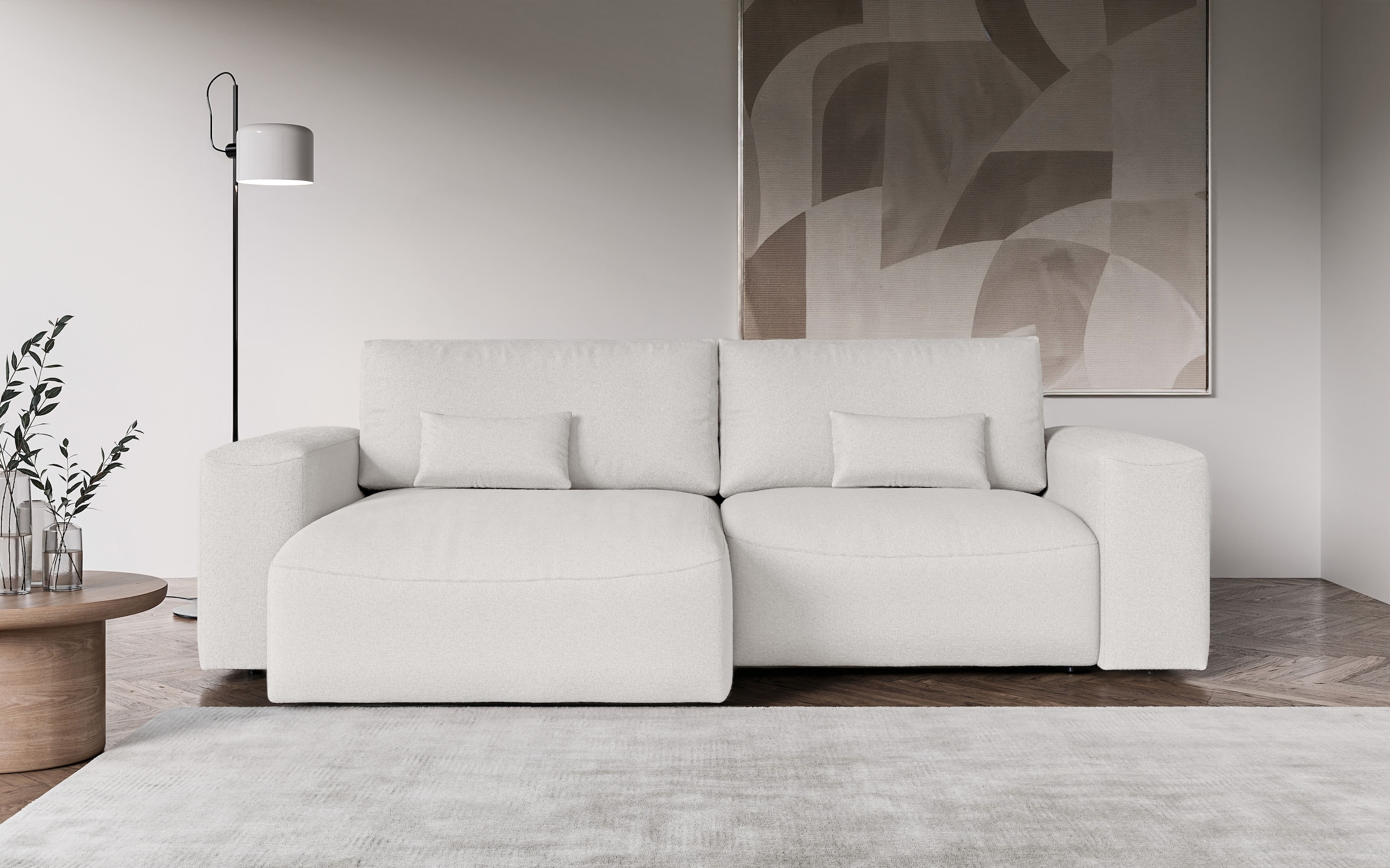 OTTO home Ecksofa »MATTS Schlafsofa mit Bettkasten, Maße B/T/H: 265/159/89 cm« L-Form mit Recamiere rechts oder links, hoher Sitzkomfort