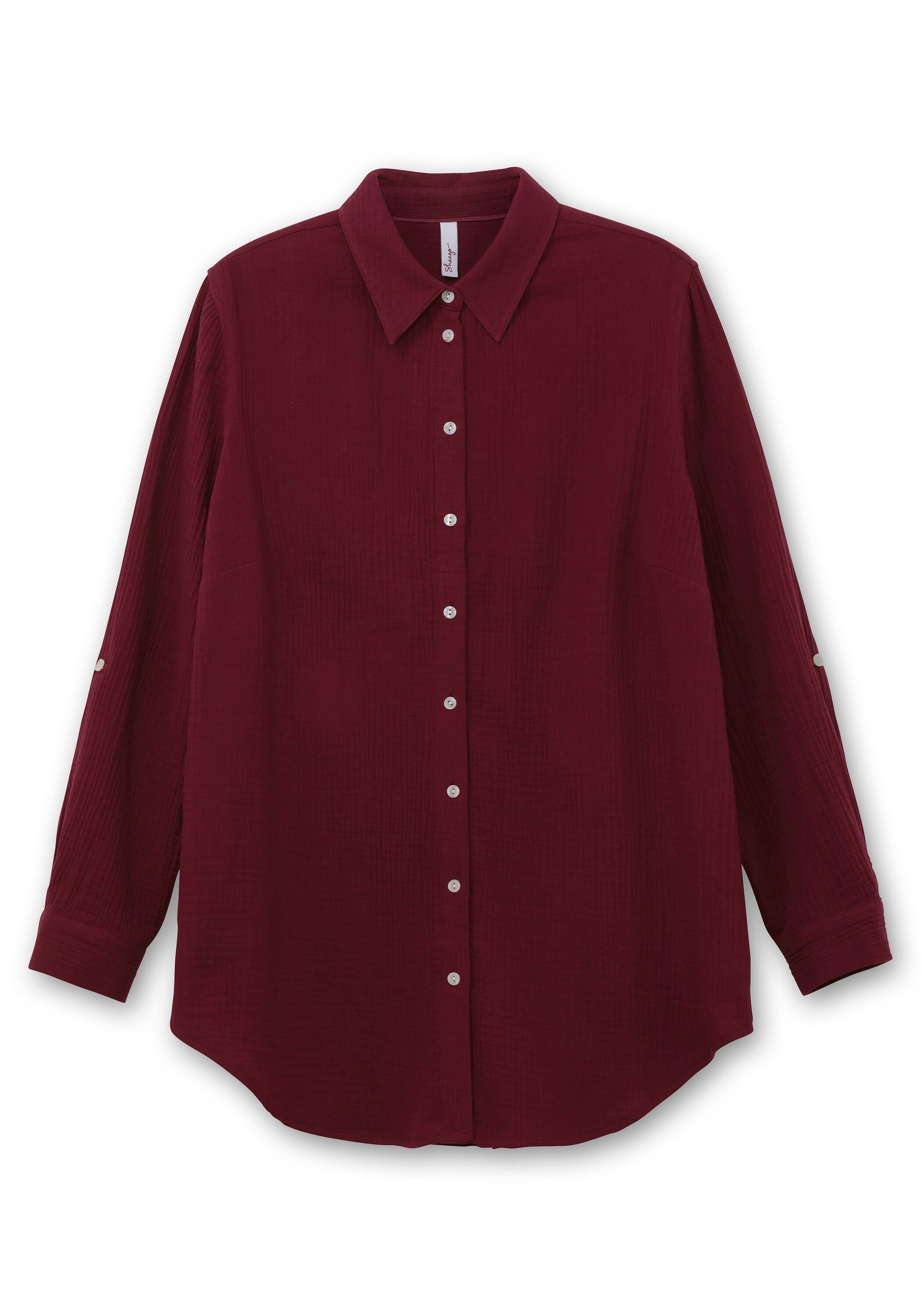Sheego Hemdbluse »Musselin-Bluse aus Baumwolle, mit Krempelärmeln«