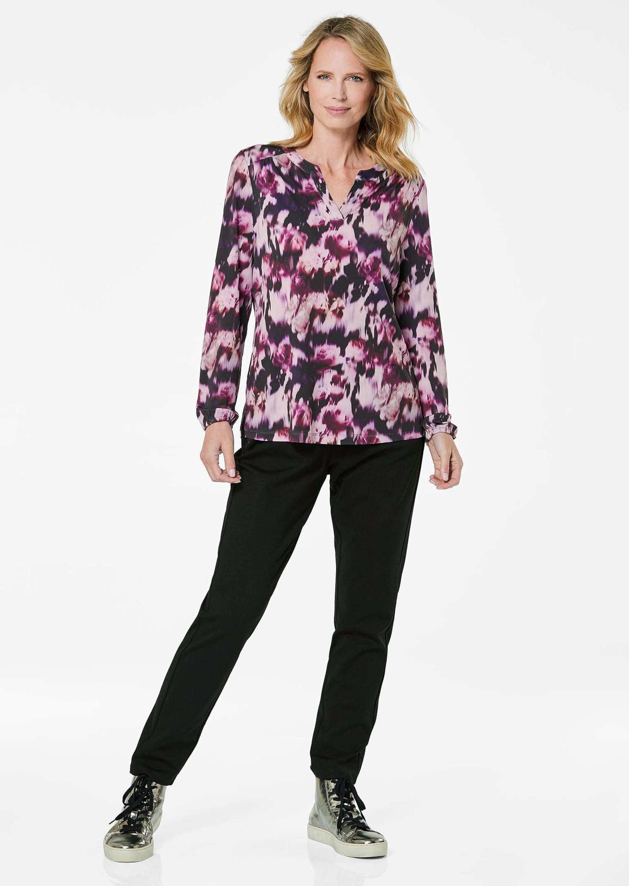 GOLDNER Kurzarmbluse »Elegantes Blusenshirt mit V-Ausschnitt« Schulterpasse mit Kräuselung