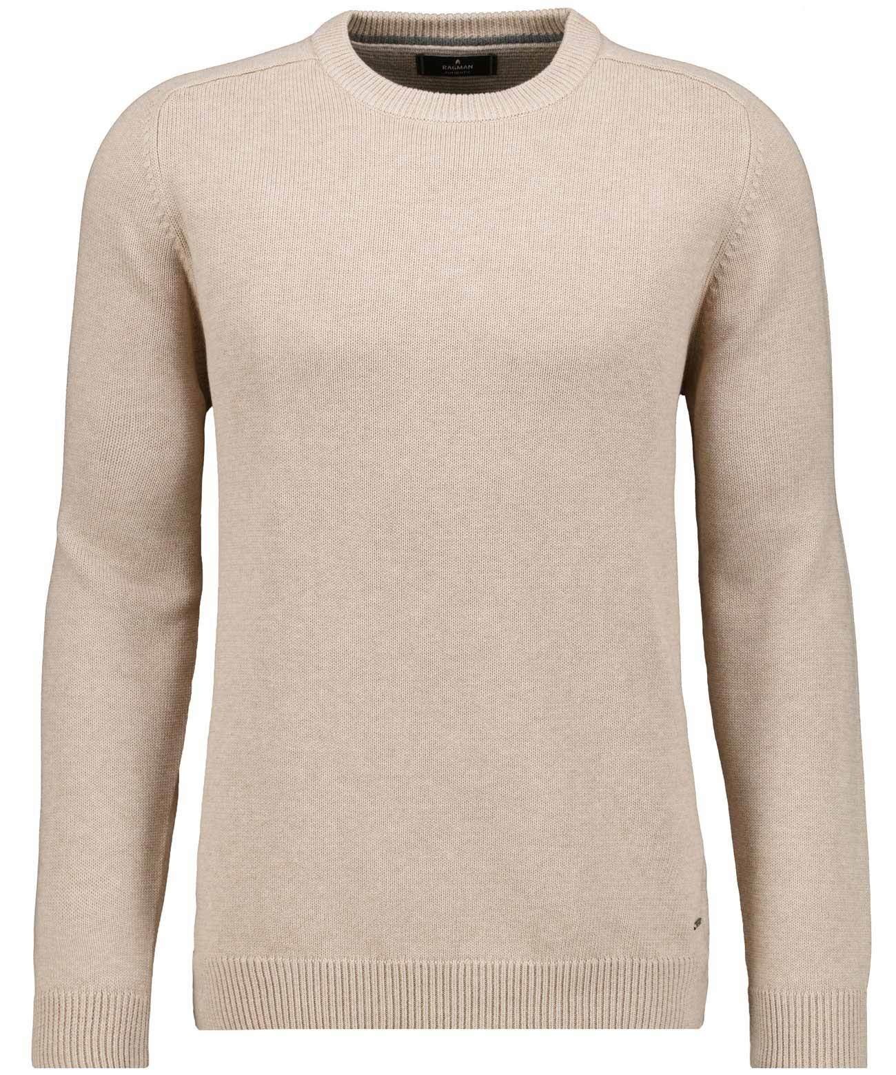 Ragman Herren Rundhalspullover in beige, Größe 58