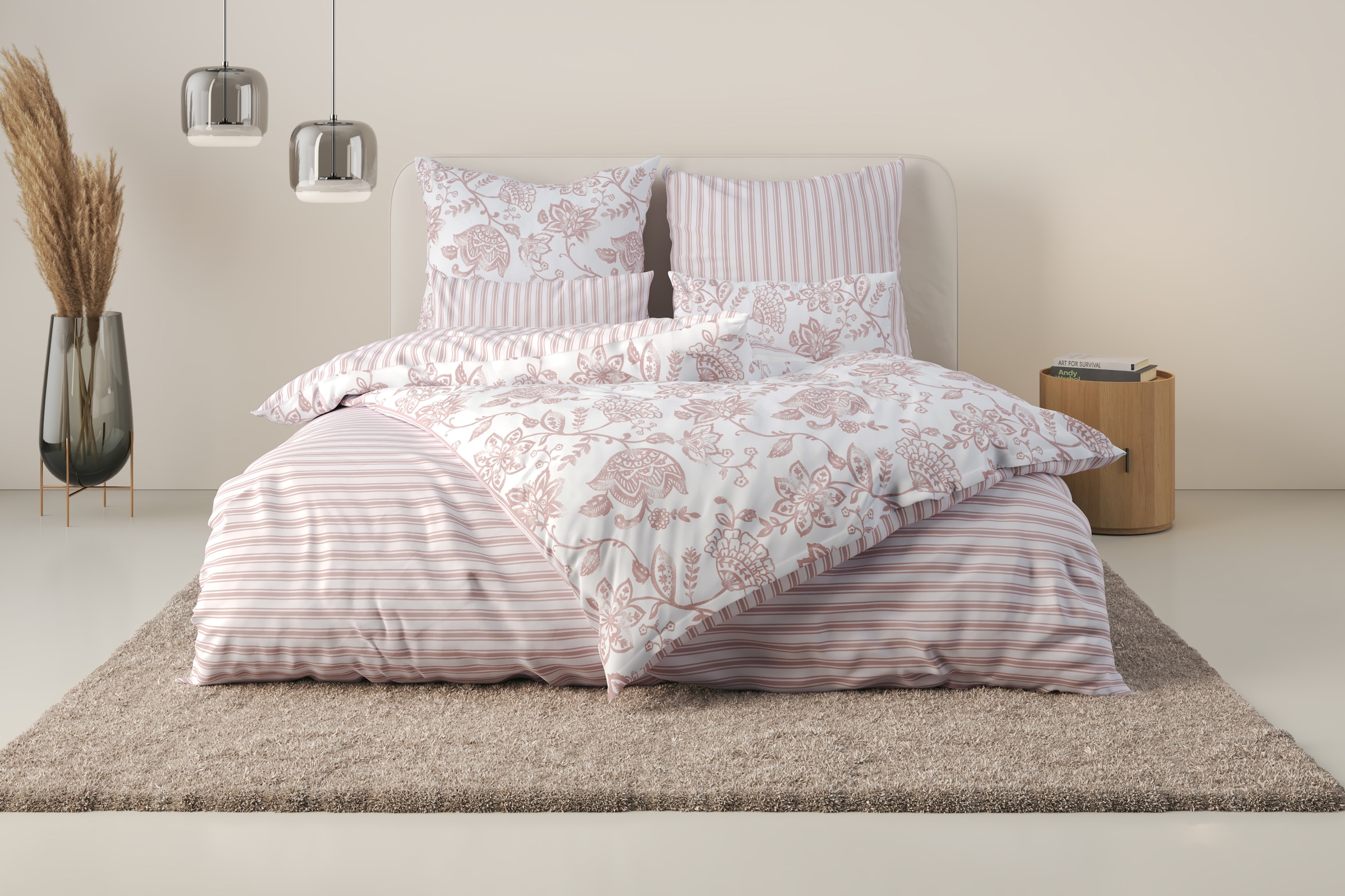 Andas Bettwäsche »Nordby« 2 Stk. tlg. Bettwäsche aus Baumwolle in rosa, Größe B/L: 80 cm x 80 cm