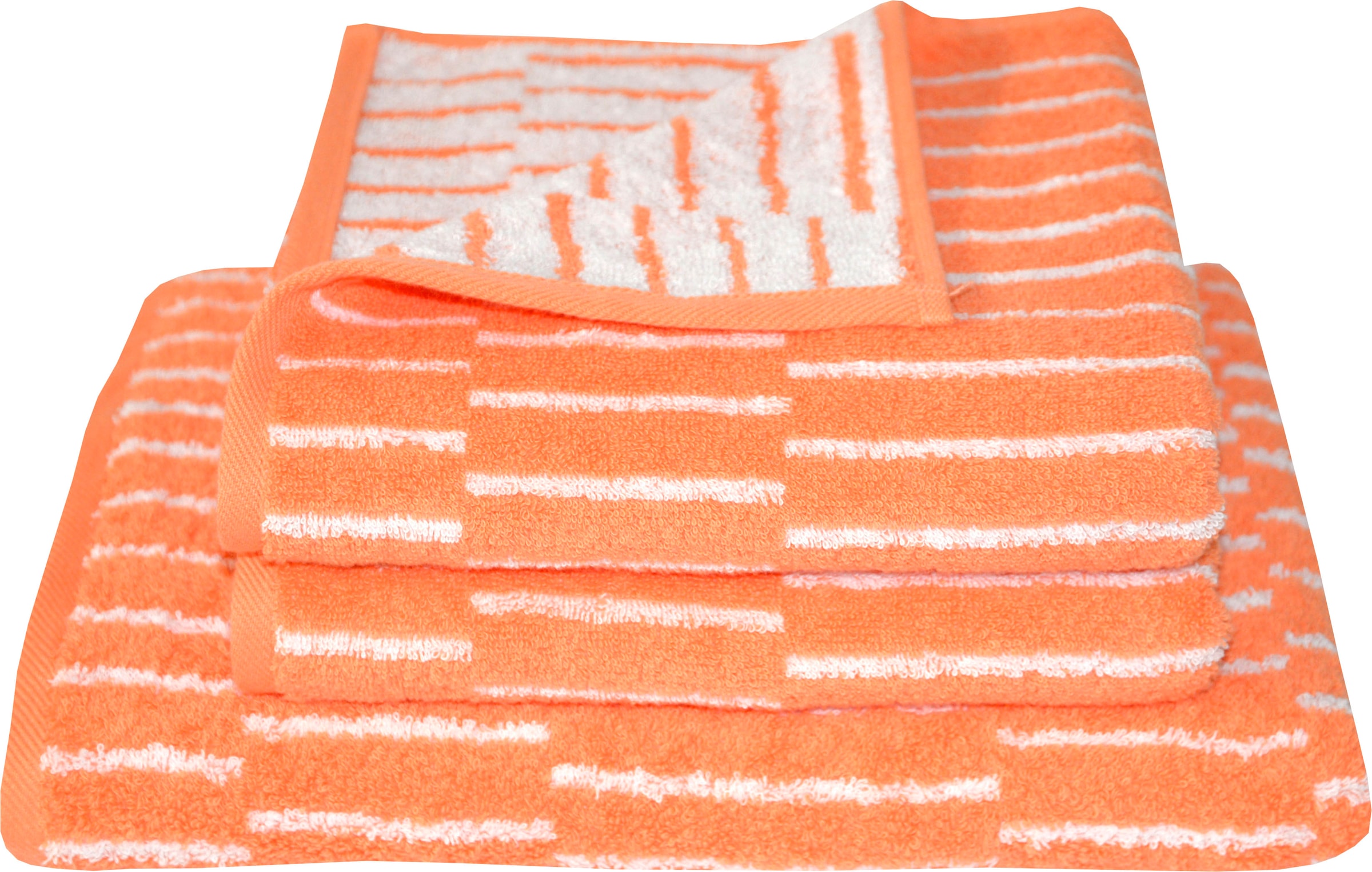 Dyckhoff Handtuch Set »New Coral Panels«, (Set, 3 St., 2 Handtücher (50x100 cm)-1 Badetuch (70x140 cm)