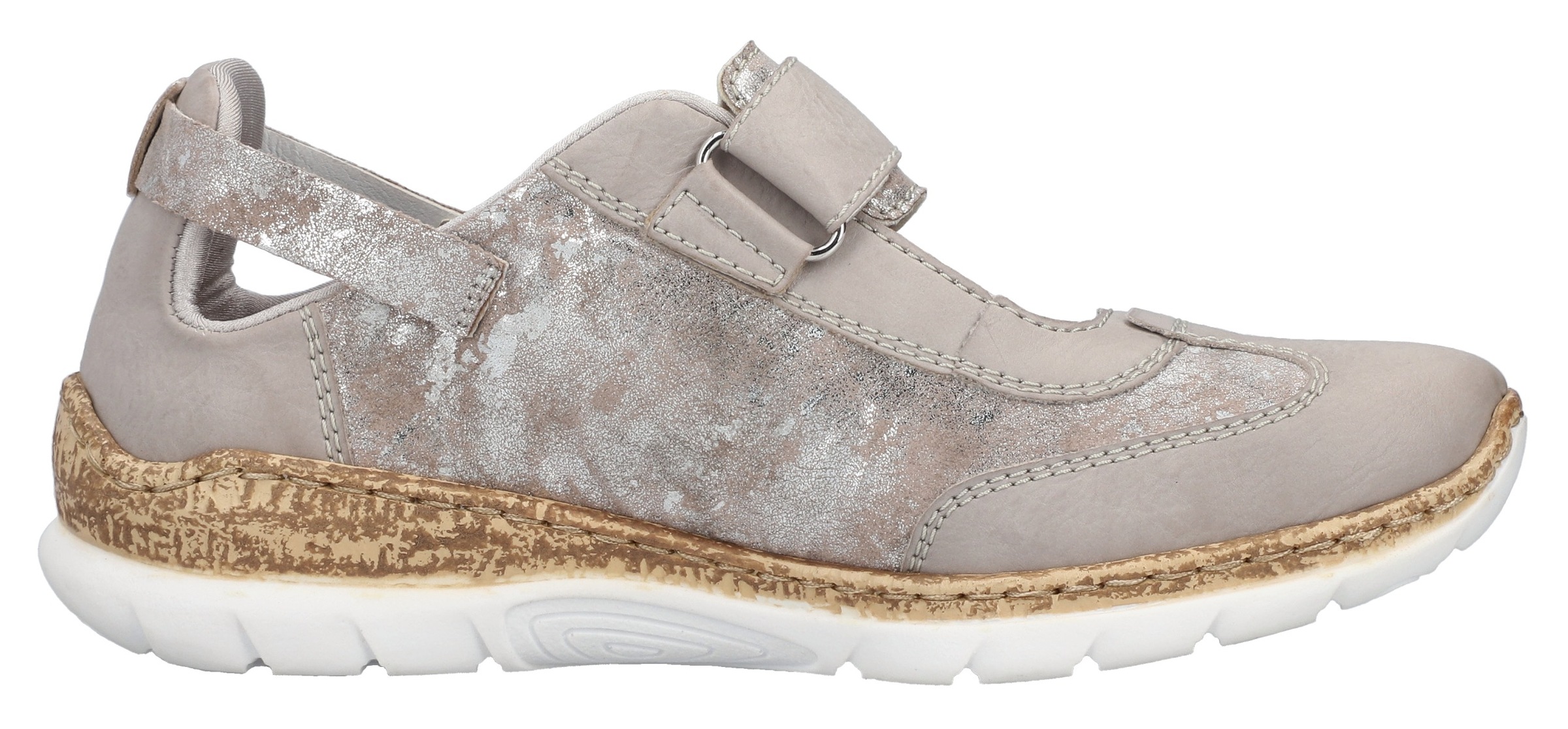 Rieker Klettschuh, Slipper, Halbschuh, Freizeitschuh, Sneaker, Keilabsatz in Korkoptik