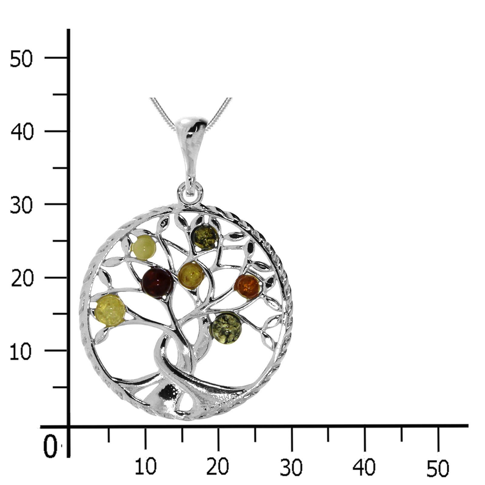 OSTSEE-SCHMUCK Kette mit Anhänger »- Lebensbaum 30 mm - Silber 925/000 - Bernstein«