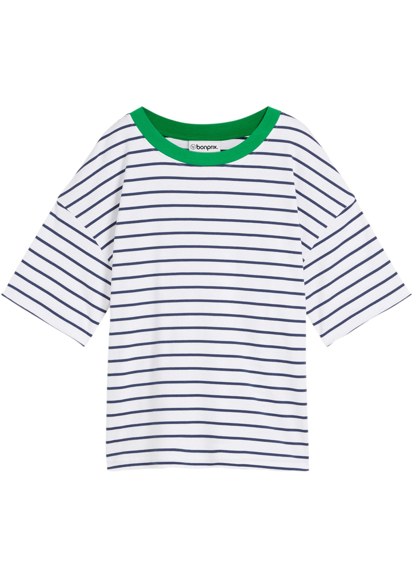 bonprix T-Shirt Oversize-Passform, Halbarm-Design, mit Streifenmuster