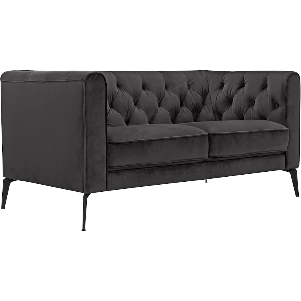Leonique Chesterfield-Sofa »Namarda«, mit dekorativer Knopfheftung im Rückenteil und an den hohen Armlehnen, mit schlanken Metallbeinen, im Chesterfield-Design