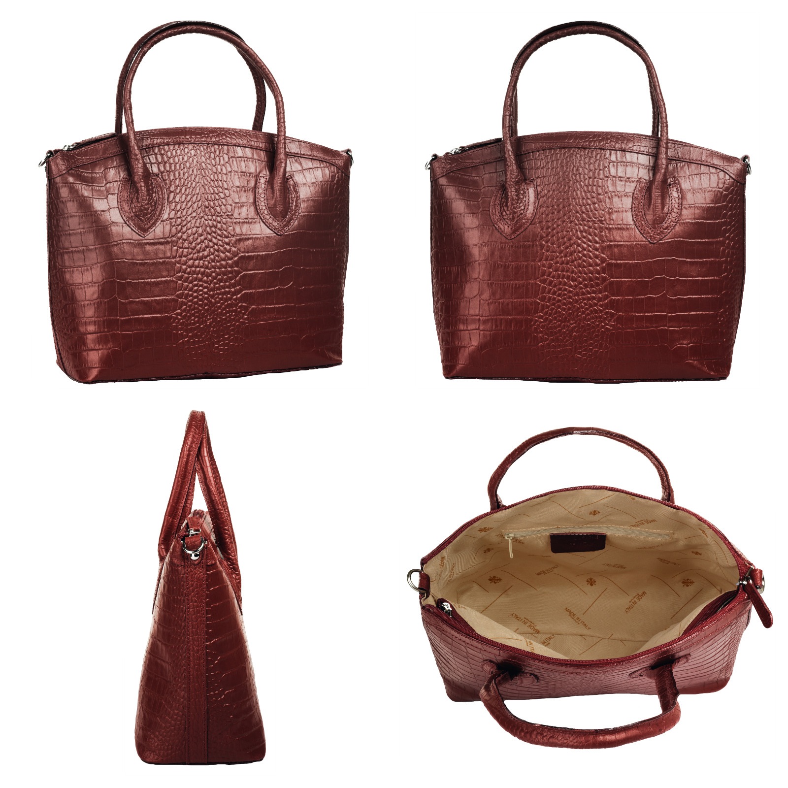 Cluty Henkeltasche, echt Leder, Made in Italy