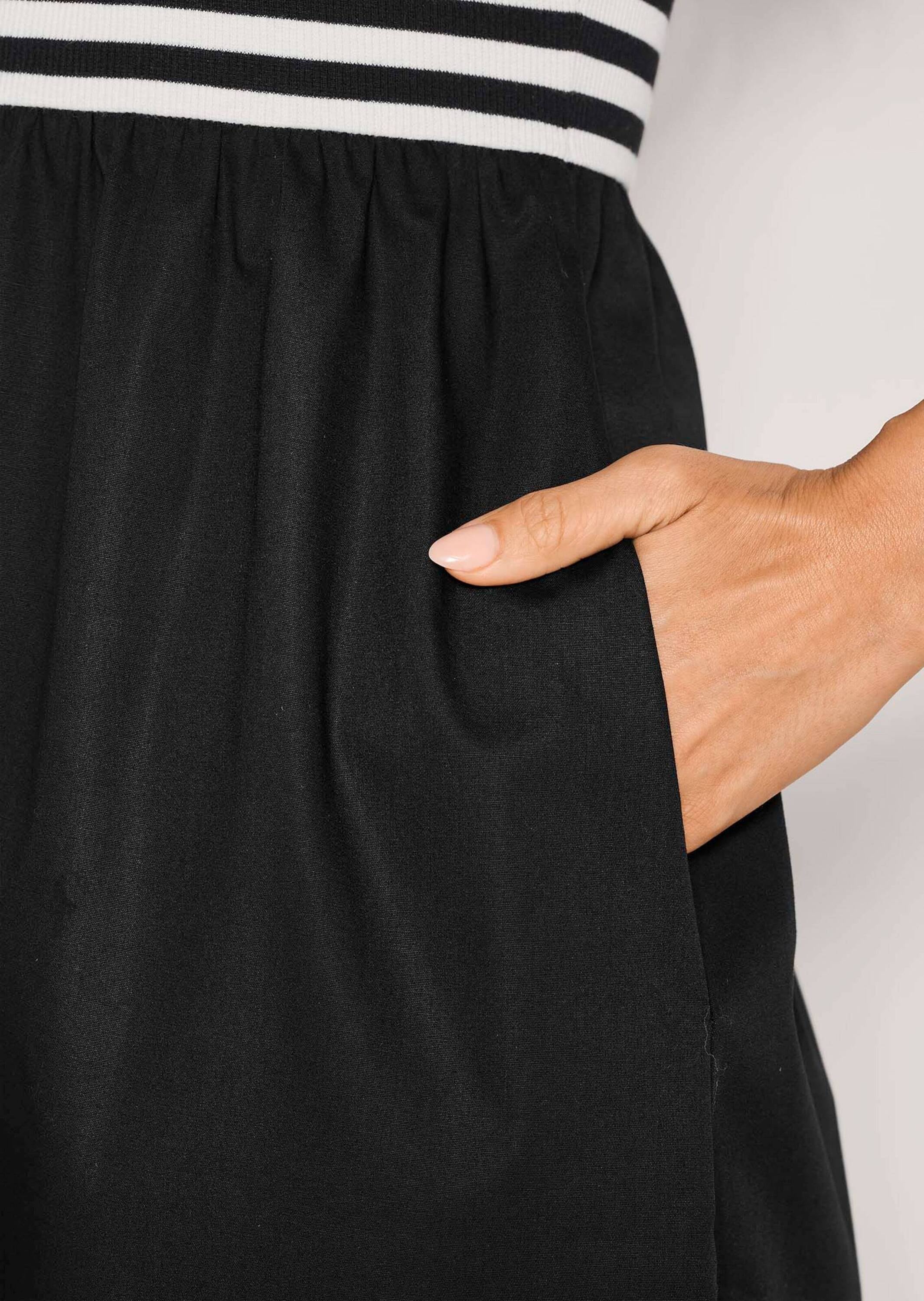 MADELEINE Midikleid »Jerseykleid Baumwollkleid mit Streifendetails« Nahttasche Seitennahttaschen