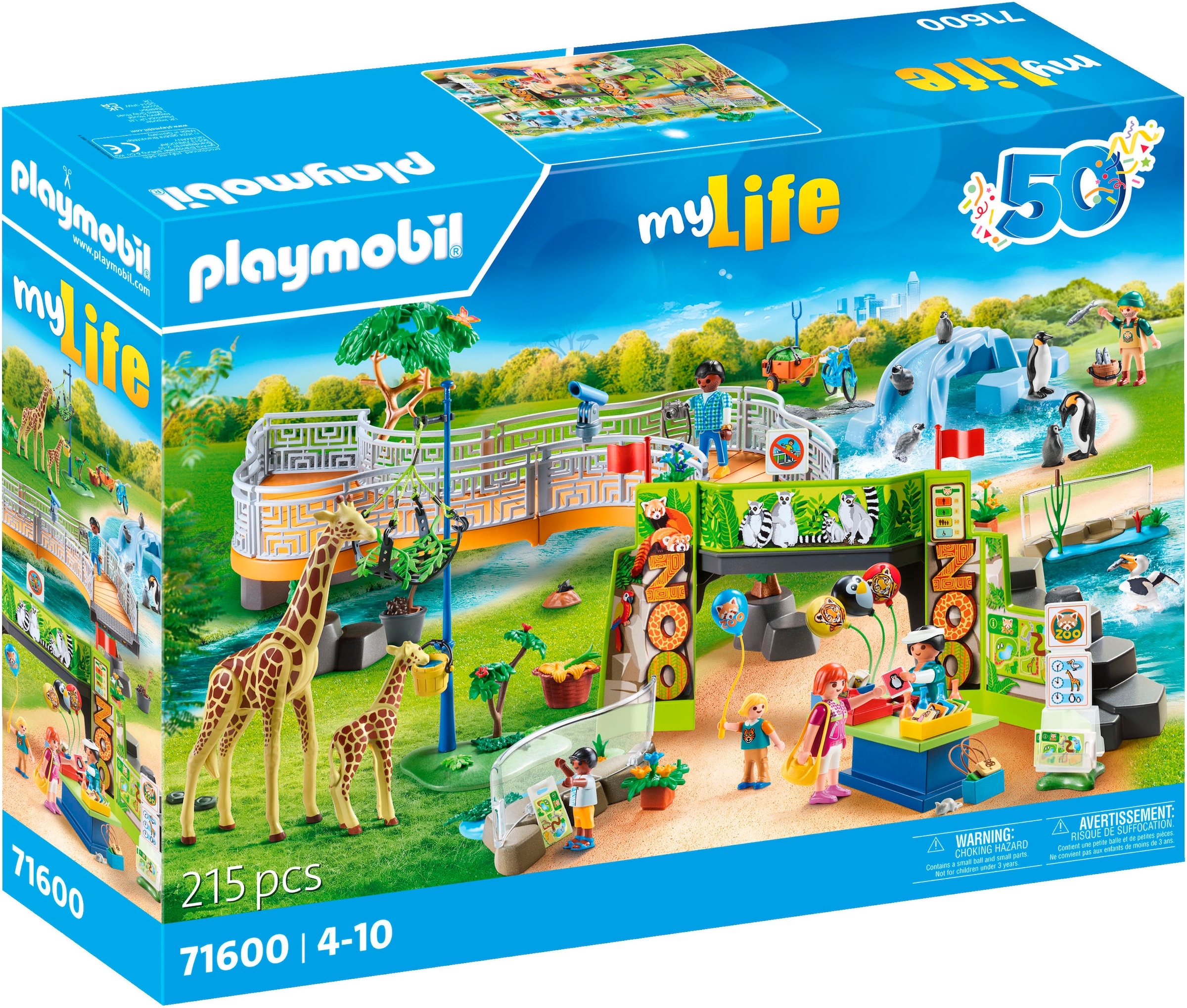 Playmobil® Konstruktions-Spielset »Mein großer Erlebnis-Zoo (71600), My Life, 50 Jahre«, (215 St.), Made in Europe