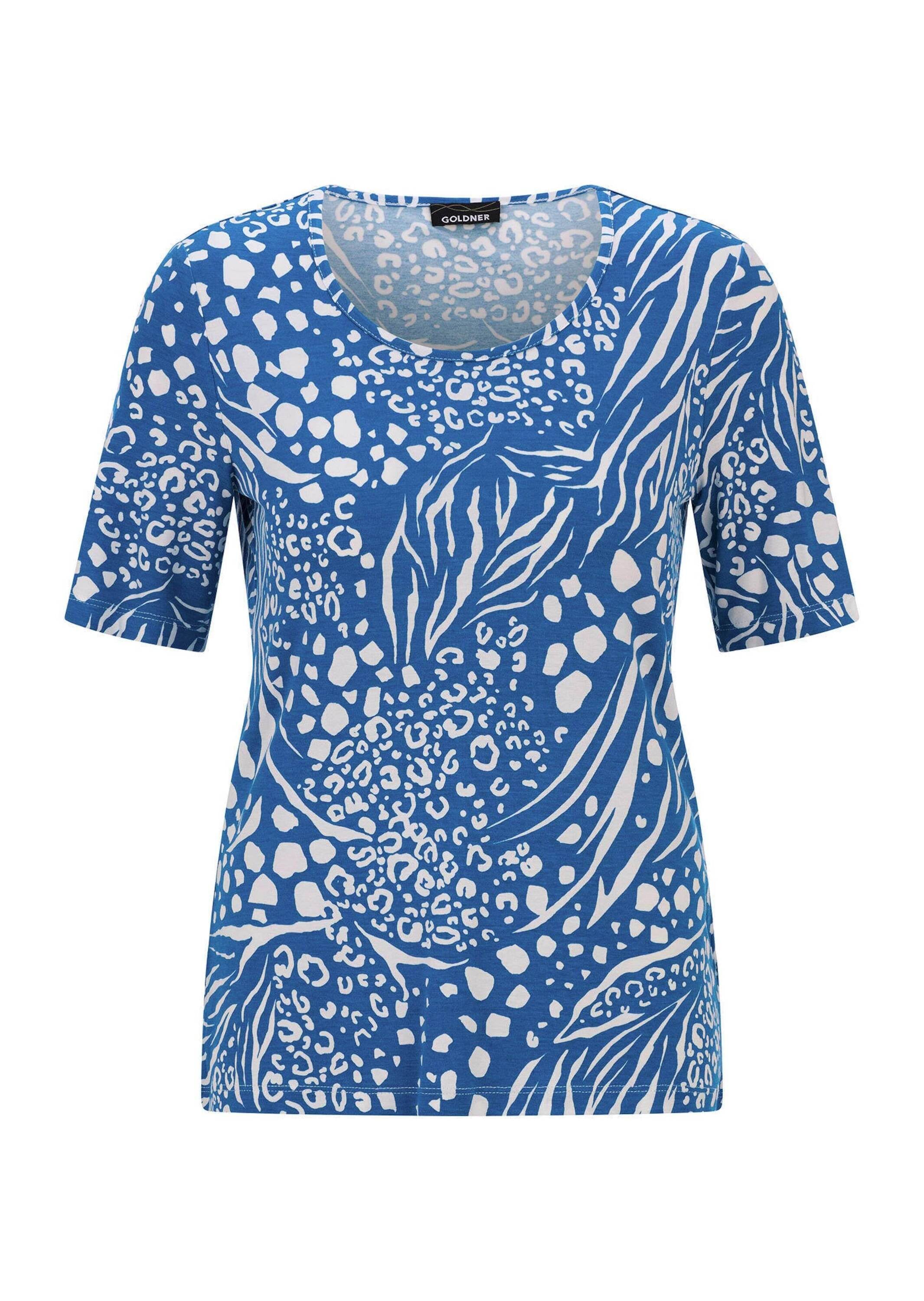 GOLDNER Kurzarmshirt »Kurzgröße Viskoseshirt in modischem Animal Print« stretchbequemer Viskosejersey