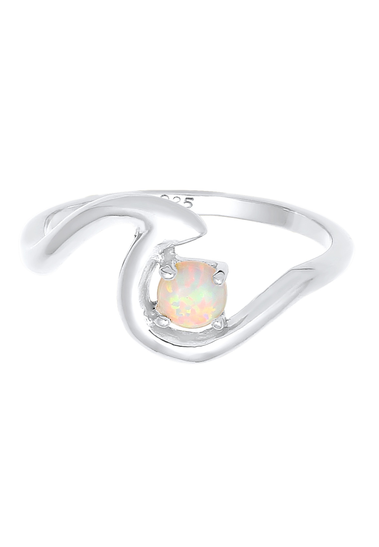Elli Fingerring »Ring Wellen Synthetischer Opal Weiß 925 Sterling Silber«