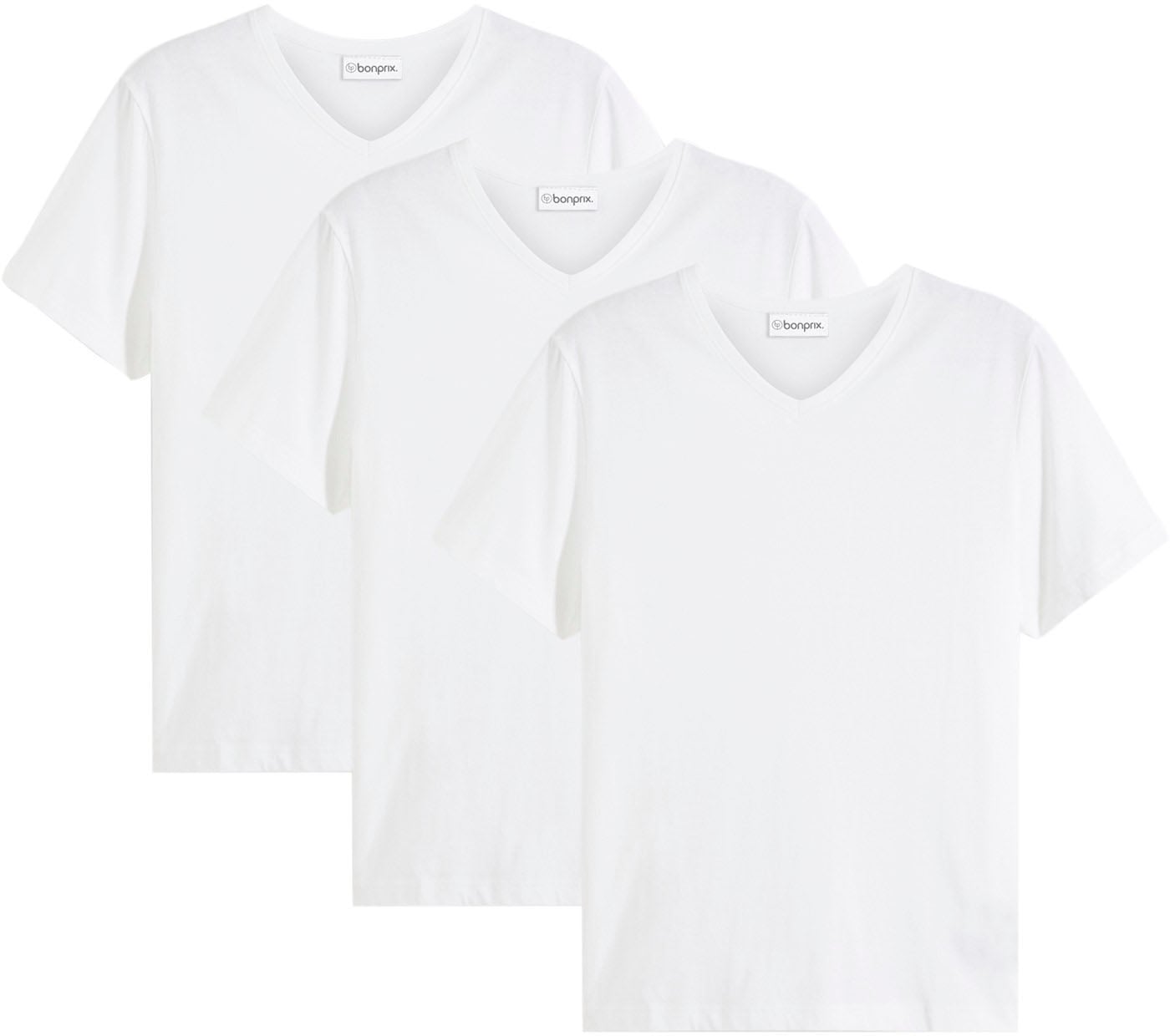 bonprix T-Shirt »T-Shirt mit V-Ausschnitt (3er Pack)« Packung, 3 Stk. Regular Fit, V-Ausschnitt, aus Baumwolle