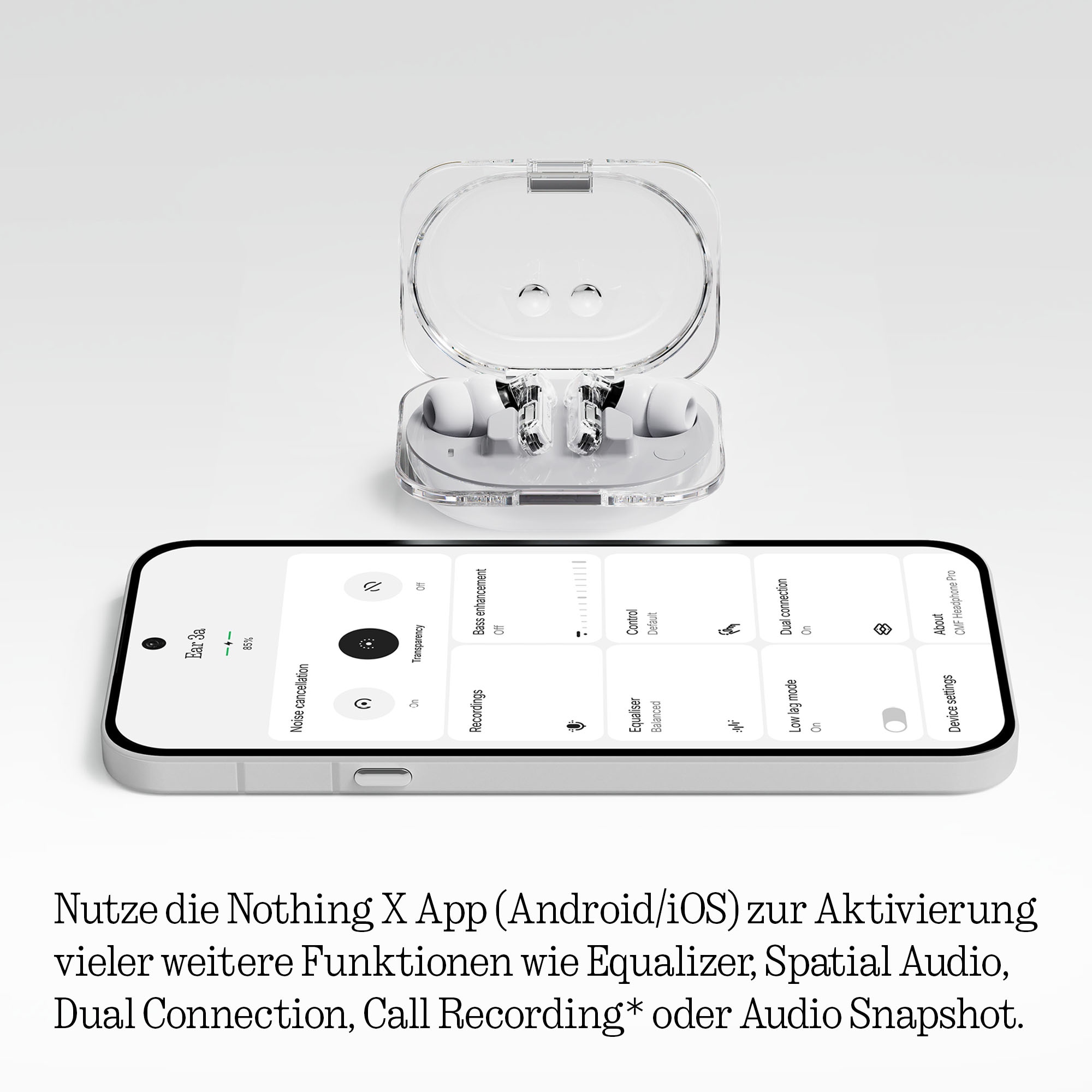 NOTHING wireless In-Ear-Kopfhörer »Ear (3a)« Bluetooth Active Noise Cancelling (ANC)