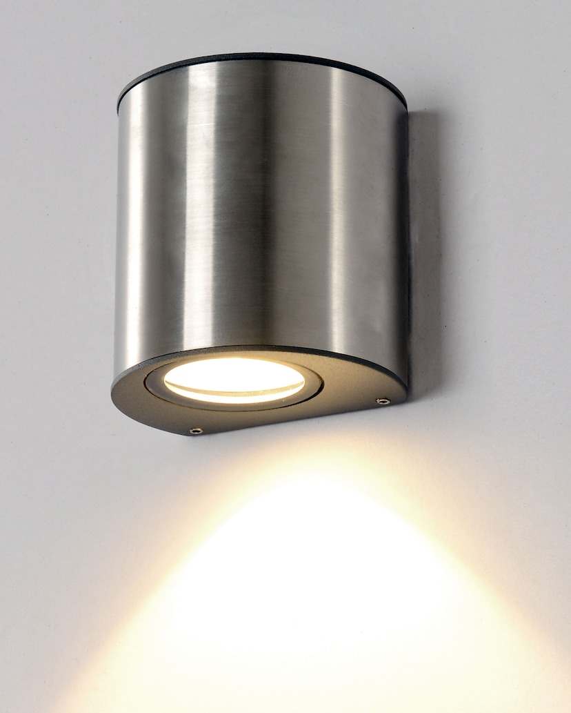 EGLO LED Außen-Wandleuchte »AGOLADA«, LED-Board, Warmweiß, edelstahl, weiß  / L7,5 x H36 cm / inkl. 2 x LED-Platine (je 3,7W, 320lm, 3000K) /  Außenlampe - IP44 spritzwassergeschützt - Wandlampe - Garten -