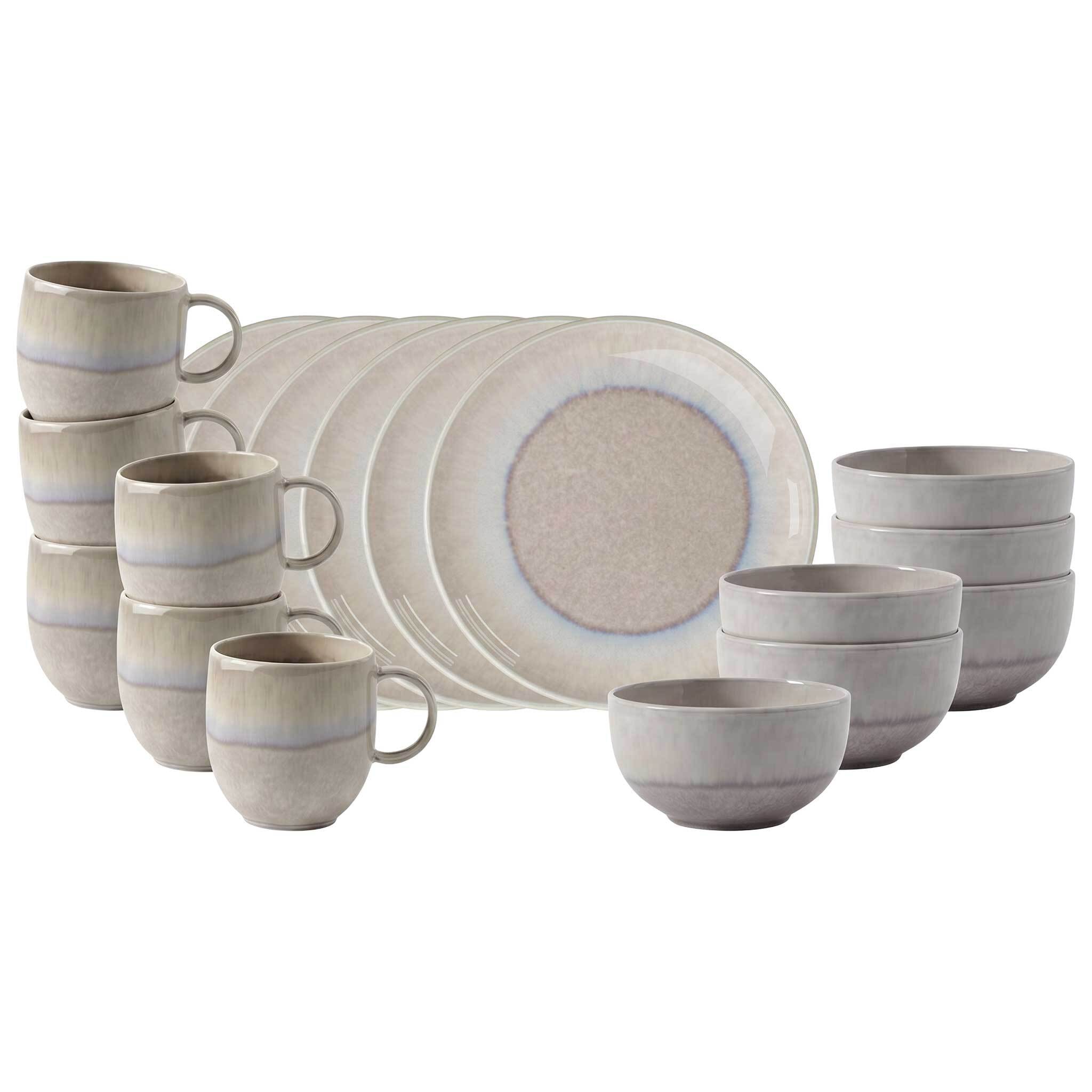like. by Villeroy & Boch Geschirr-Set »Frühstücksservice Perlemor Sand 6er Set beige« Spülmaschinengeeignet, Mikrowellengeeignet