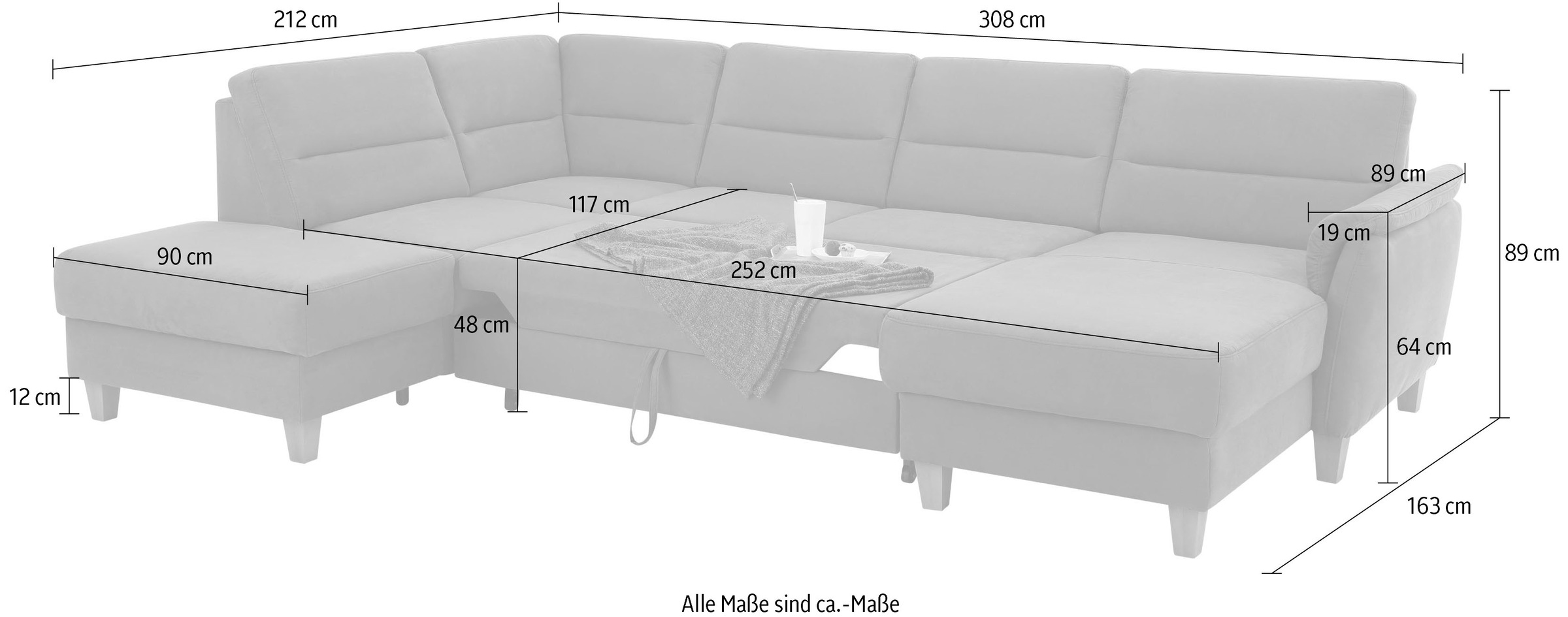 Home affaire Wohnlandschaft, optional Bettfunktion & Bettkasten, Federkern