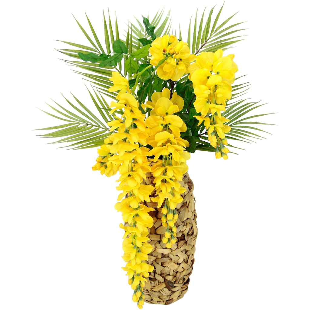 I.GE.A. Kunstblume »Blumenarrangement Goldregen mit Palmenzweige«