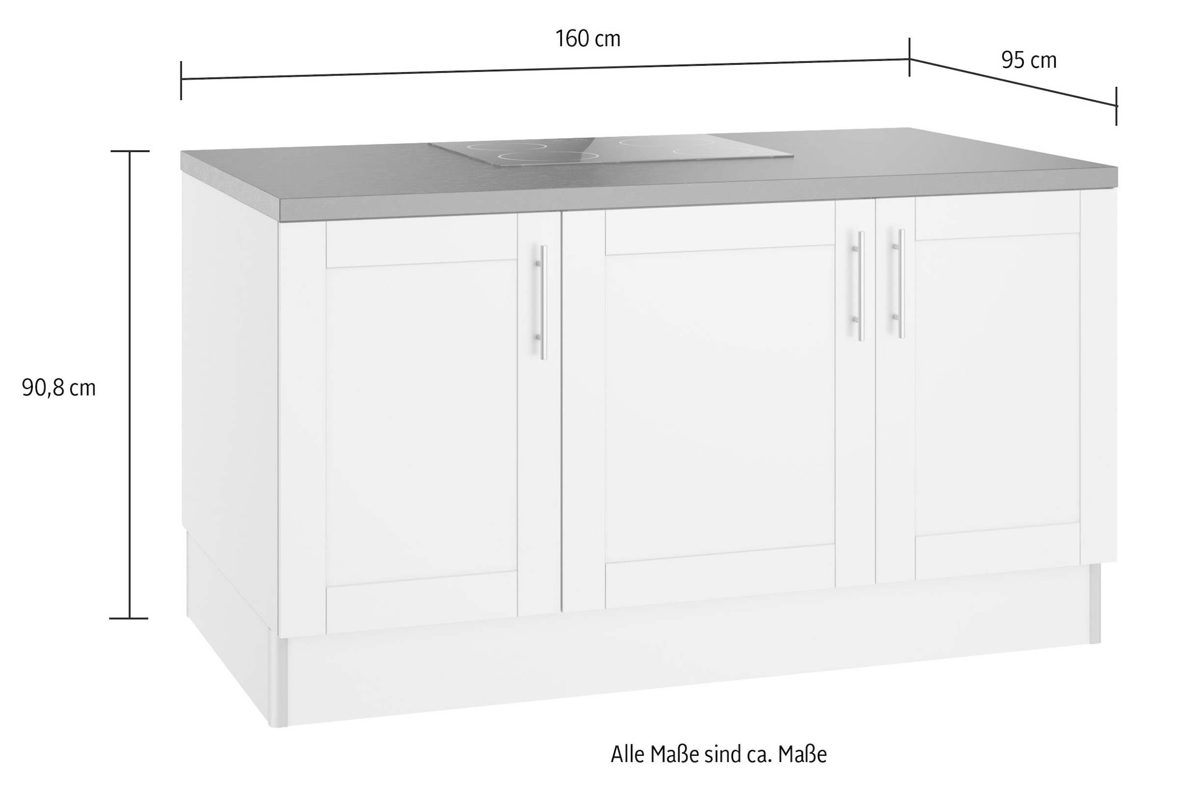 OPTIFIT Küche »Ahus«, Kücheninsel, Breite 160 cm, wahlw. mit E-Gerät, Soft  Close Funktion online bei OTTO