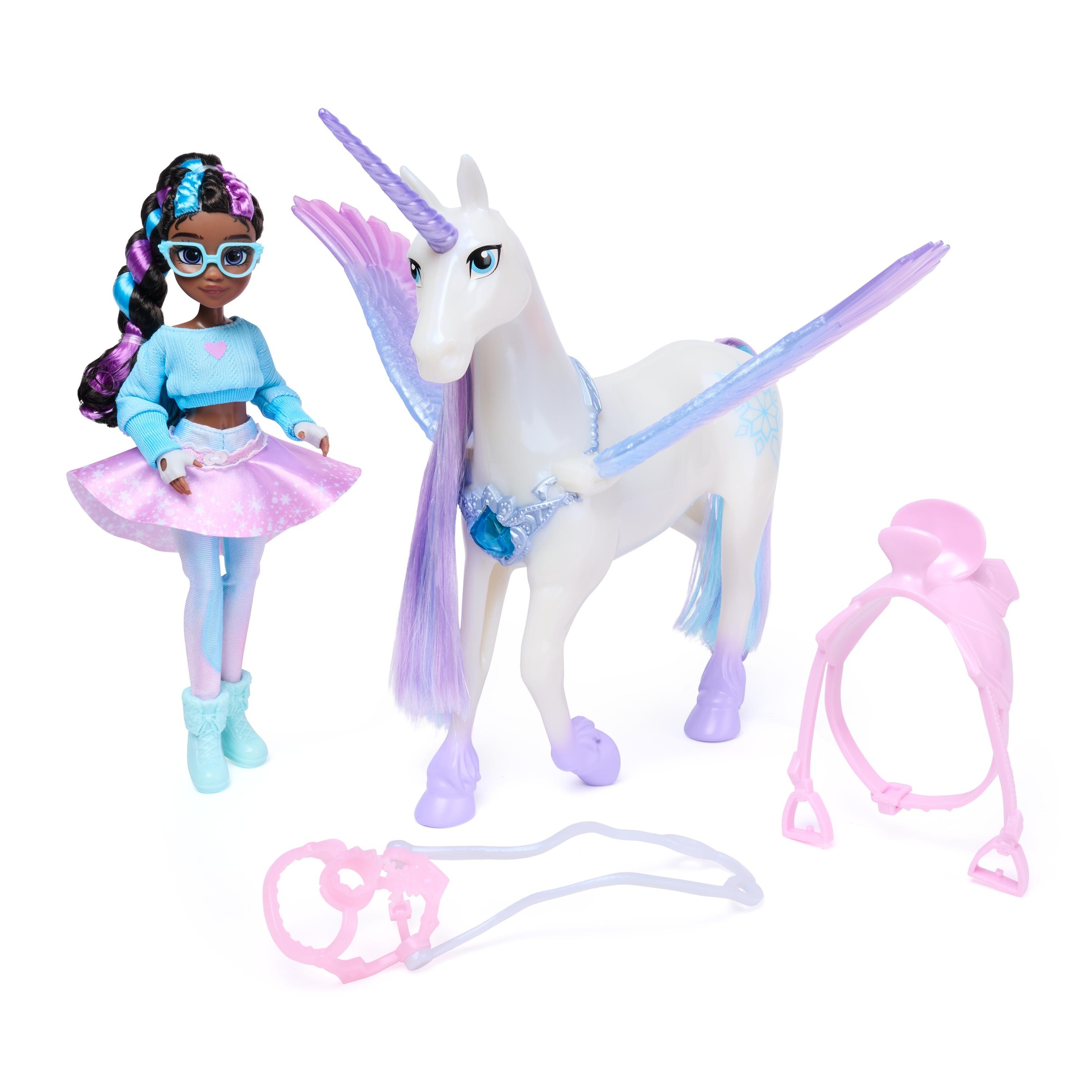 Spin Master Anziehpuppe »Unicorn Academy - Edelsteinmagie Layla & Interaktives Einhorn Glacier« mit Licht und Sound