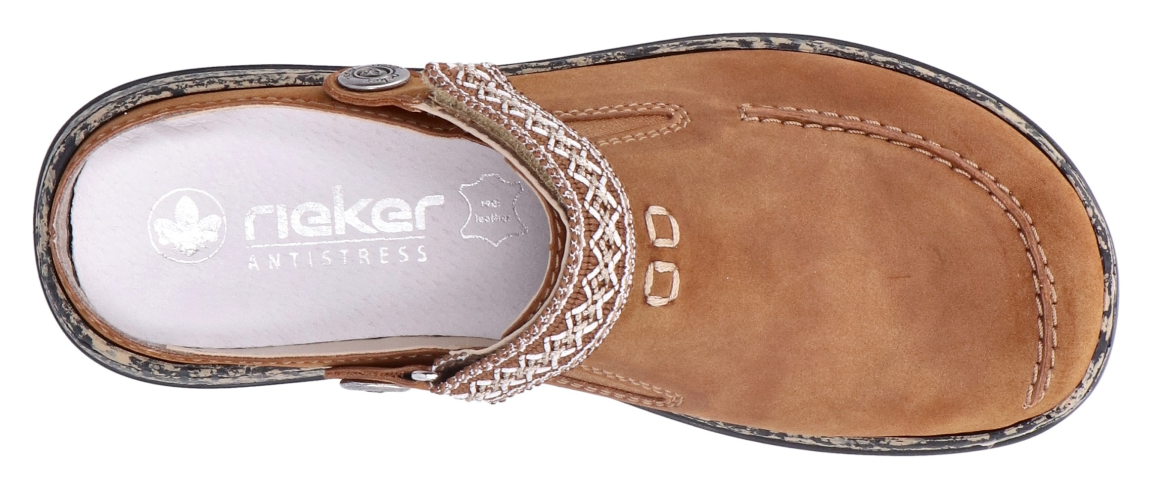 Rieker Clog, Sabot, Schlupfschuh, Schlappen mit kleinem Stretcheinsatz