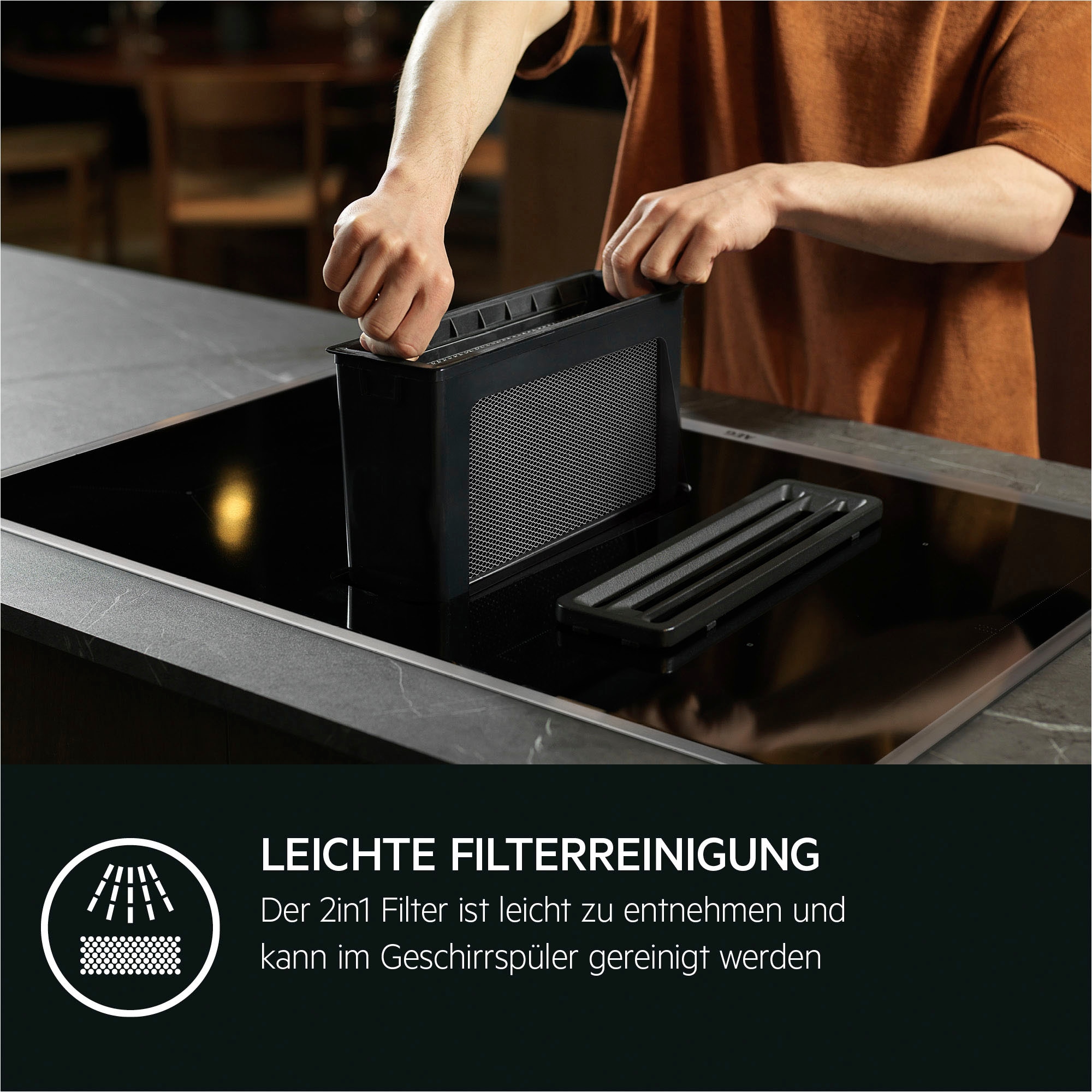 AEG Kochfeld mit Dunstabzug »COLI84COXB«, 80 cm, Made in Germany, Bridge-Funktion, Umluft, 2-in-1-Filter