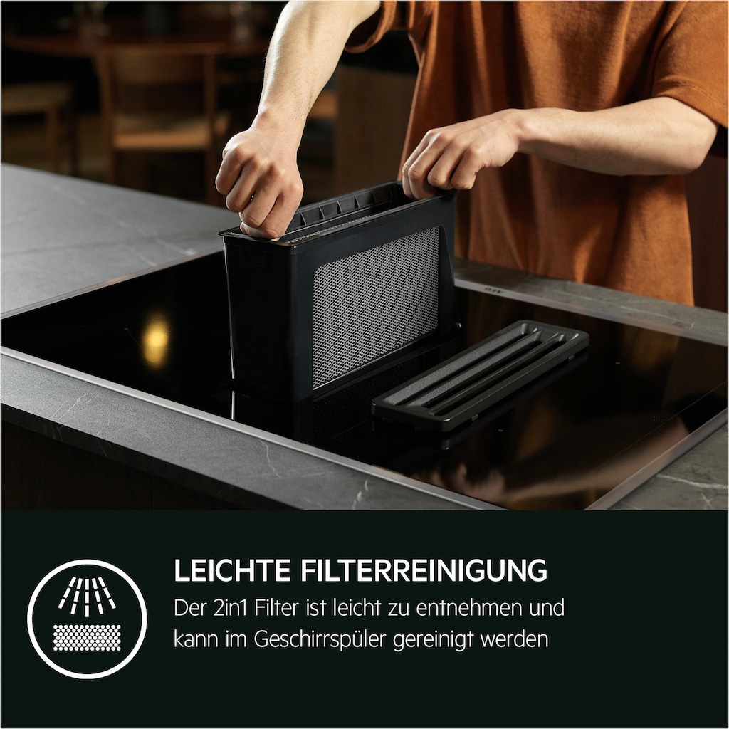 AEG Kochfeld mit Dunstabzug »COLI84COXB«, COLI84COXB, 80 cm, Made in Germany, Bridge-Funktion, Umluft, 2-in-1-Filter