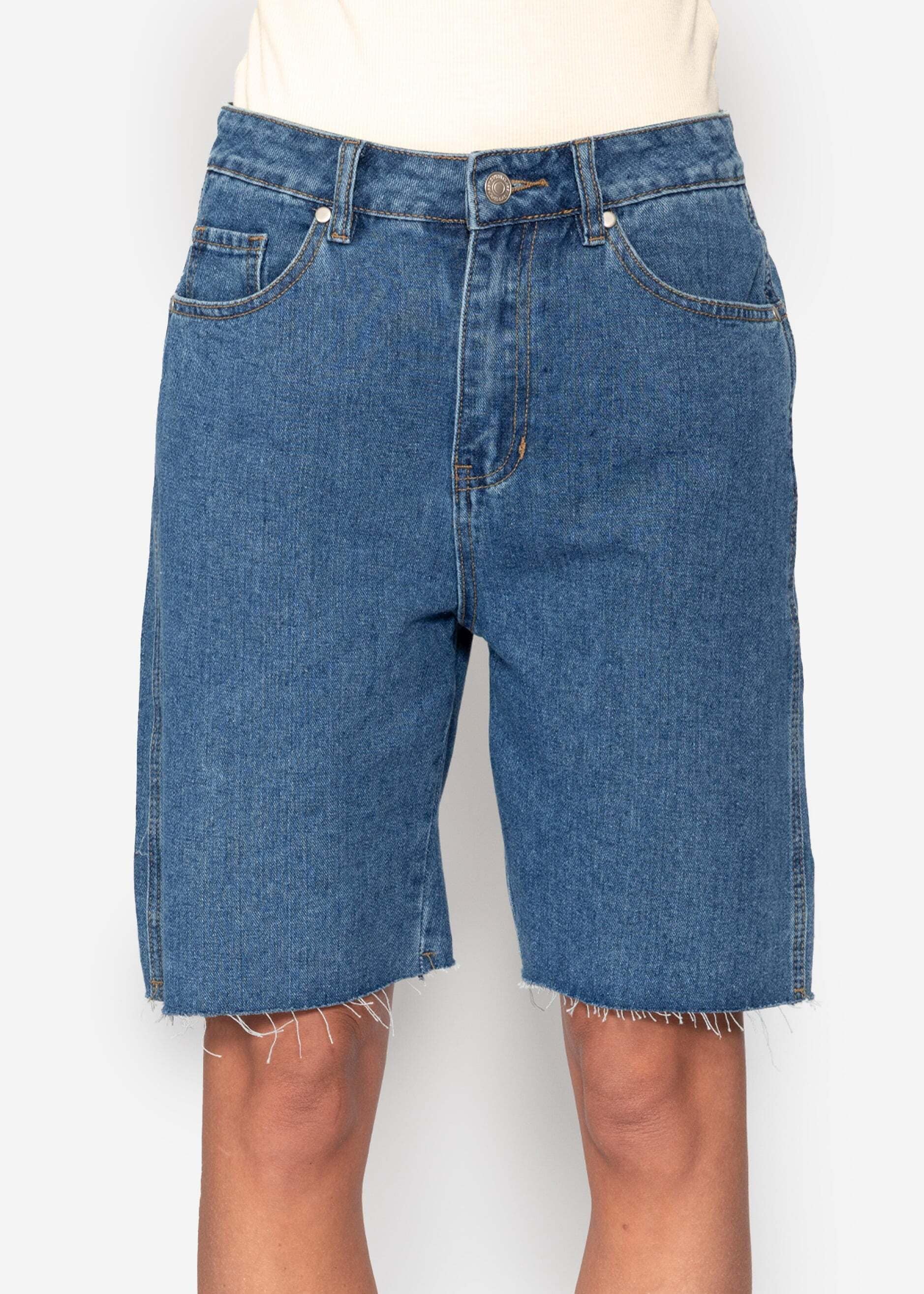 SASSYCLASSY Shorts »Bermuda Jeans Shorts«  Zeitlose Baumwollshorts im 5 Pocket Design und lockerer Passform Blau