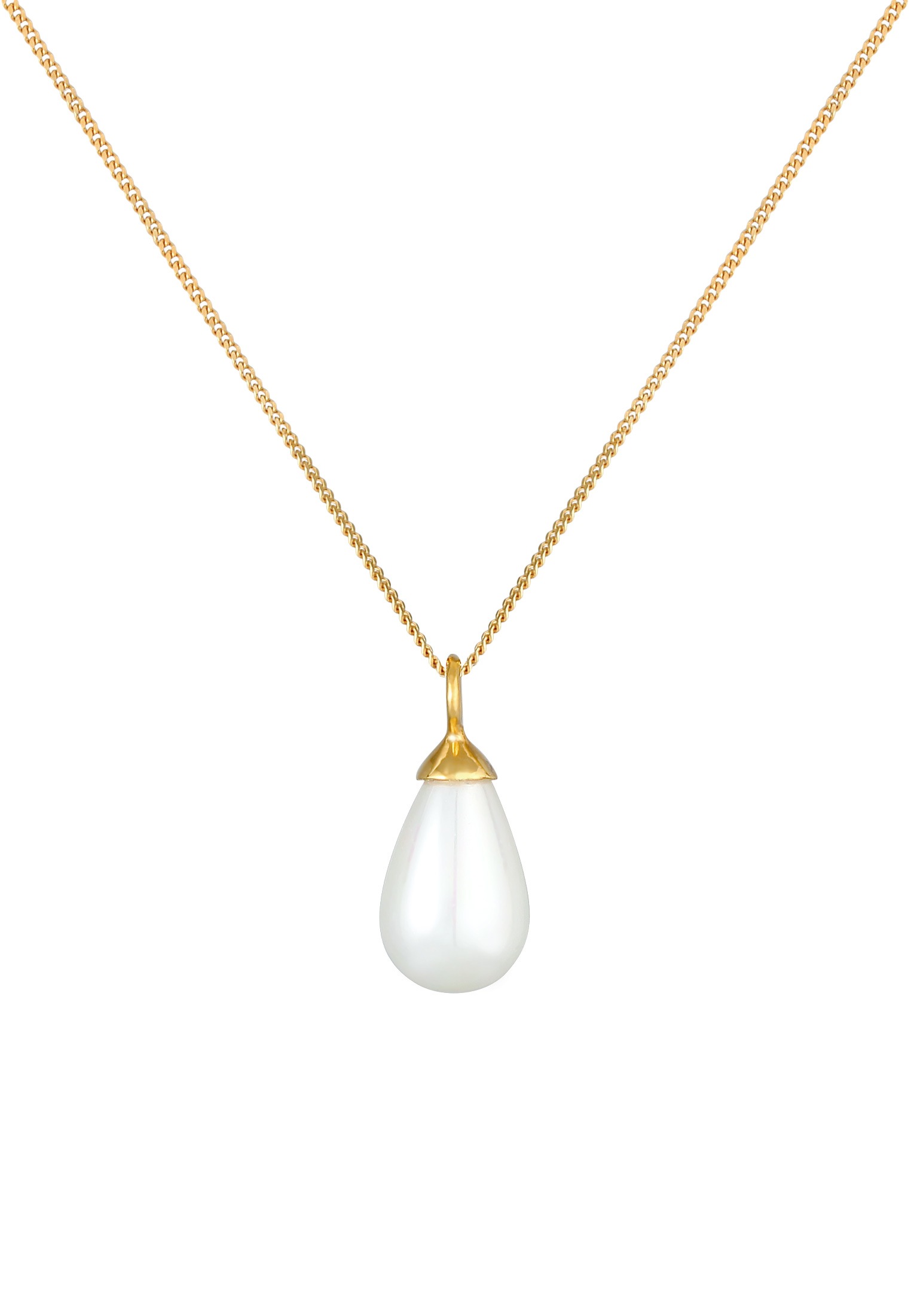 Nenalina Lange Kette »Halskette Anhänger Muschelkernperle Tropfen 925 Silber«
