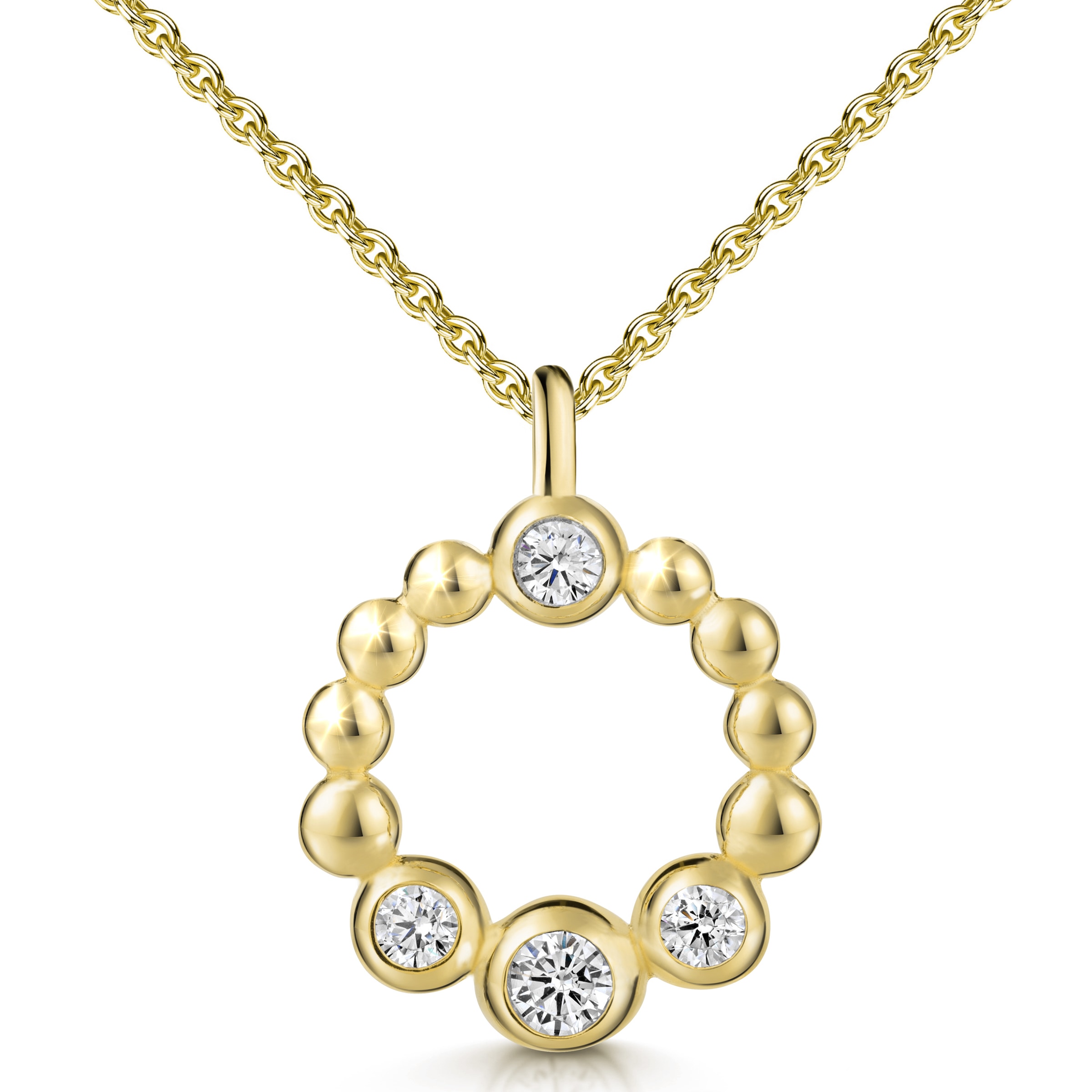 Firetti Kette mit Anhänger »Schmuck Geschenk Silber 925 Halsschmuck Ankerkette Kreis rund Kugeln« Made in Germany - mit Zirkonia (synth.)