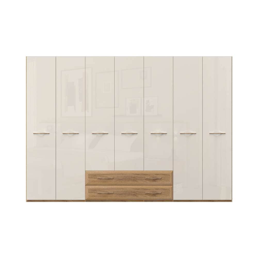 Home affaire Kleiderschrank »Gala, beige hochglänzend UV lackiert, kratzfest, FSC-zertifiziert«, (abgerundete Schubladen aus MDF im Holzdekor, soft-close), hoher Schrank (224cm), wahlweise in 4 Breiten, Made in Europe