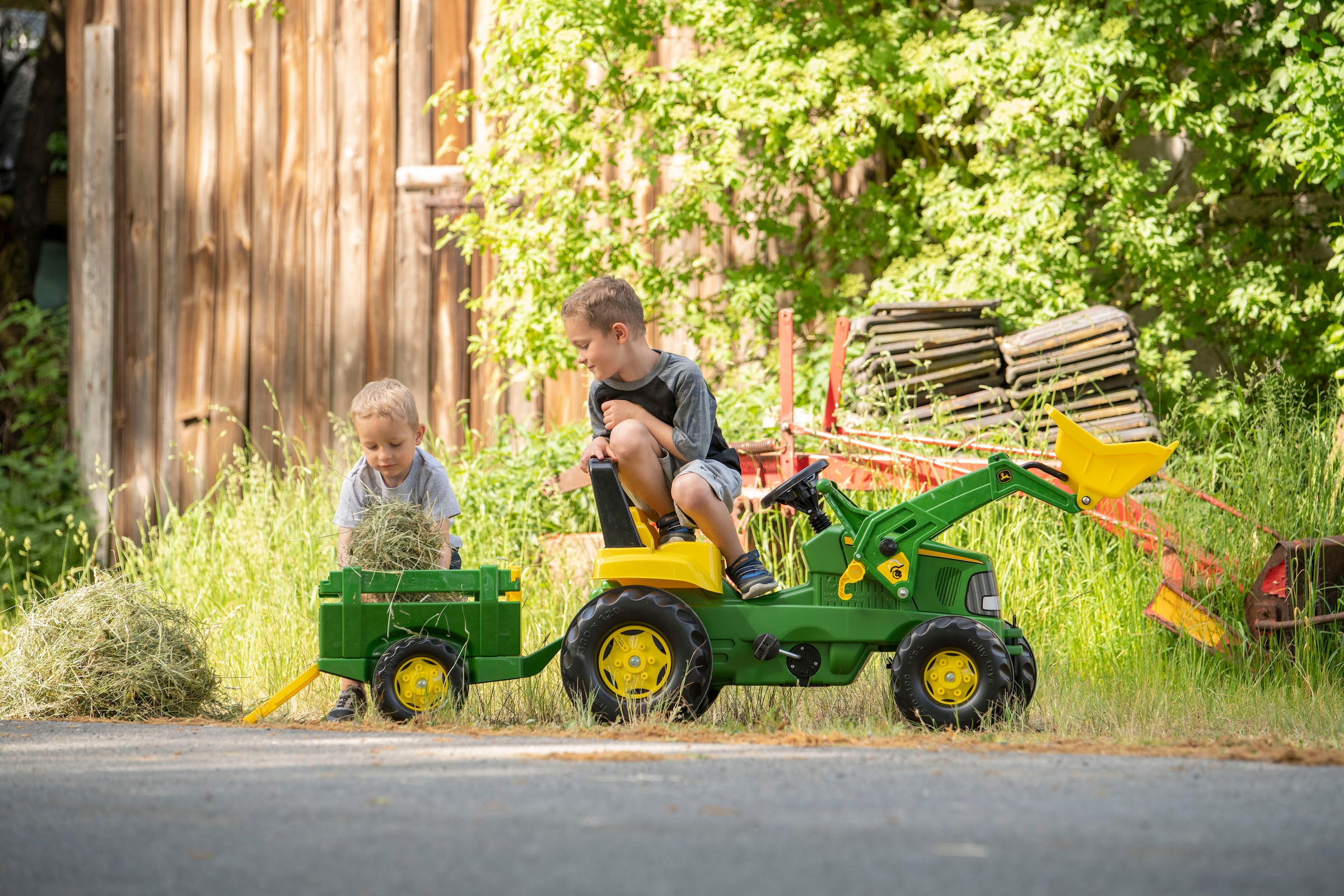 rolly toys® Trettraktor »rollyJunior John Deere mit Lader und Trailer«, Made in Europe Made in Germany