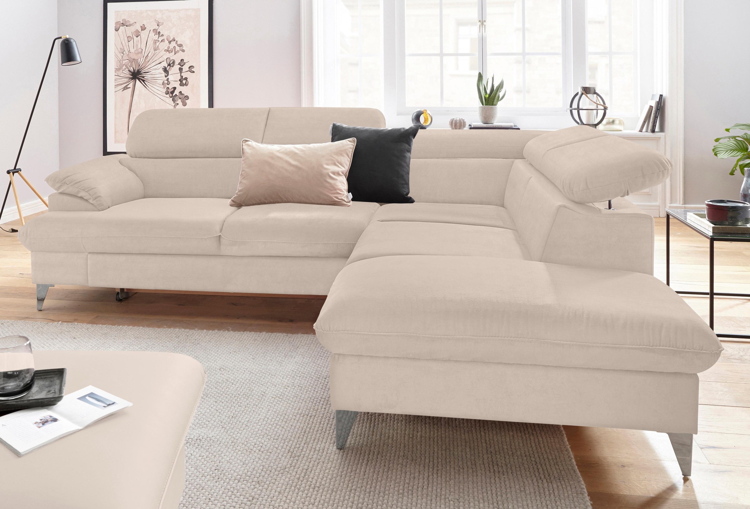 COTTA Ecksofa »Caluso L-Form«, mit Kopfteilverstellung, wahlweise mit Bettfunktion & Bettkasten