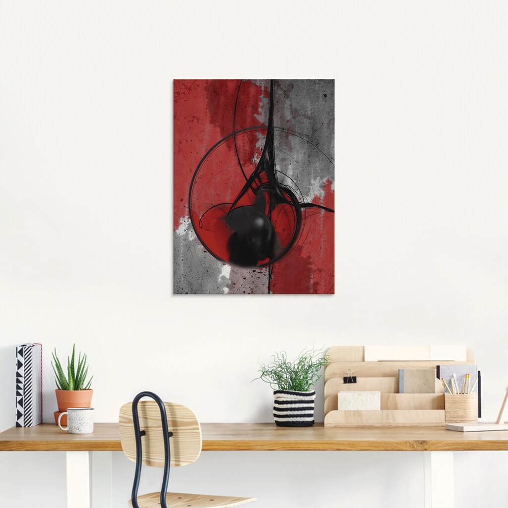Artland Glasbild »Abstrakt in rot und schwarz«, Gegenstandslos, (1 St.)