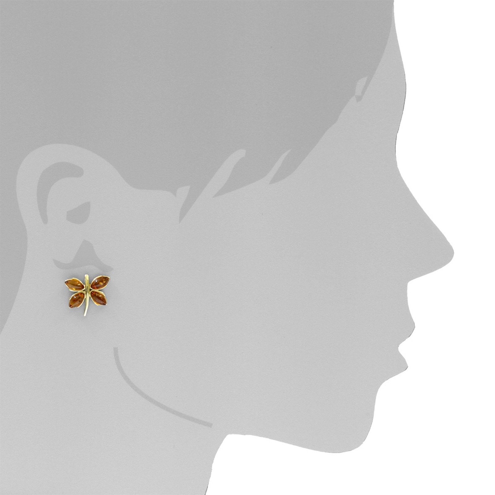OSTSEE-SCHMUCK Paar Ohrstecker »- Schmetterling - Gold 333/000 - Bernstein«