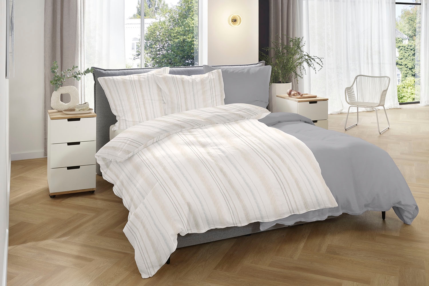 Primera Bettwäsche »Halbleinen-Bettwäsche« 2 tlg. 55% Baumwolle, 45% Leinen