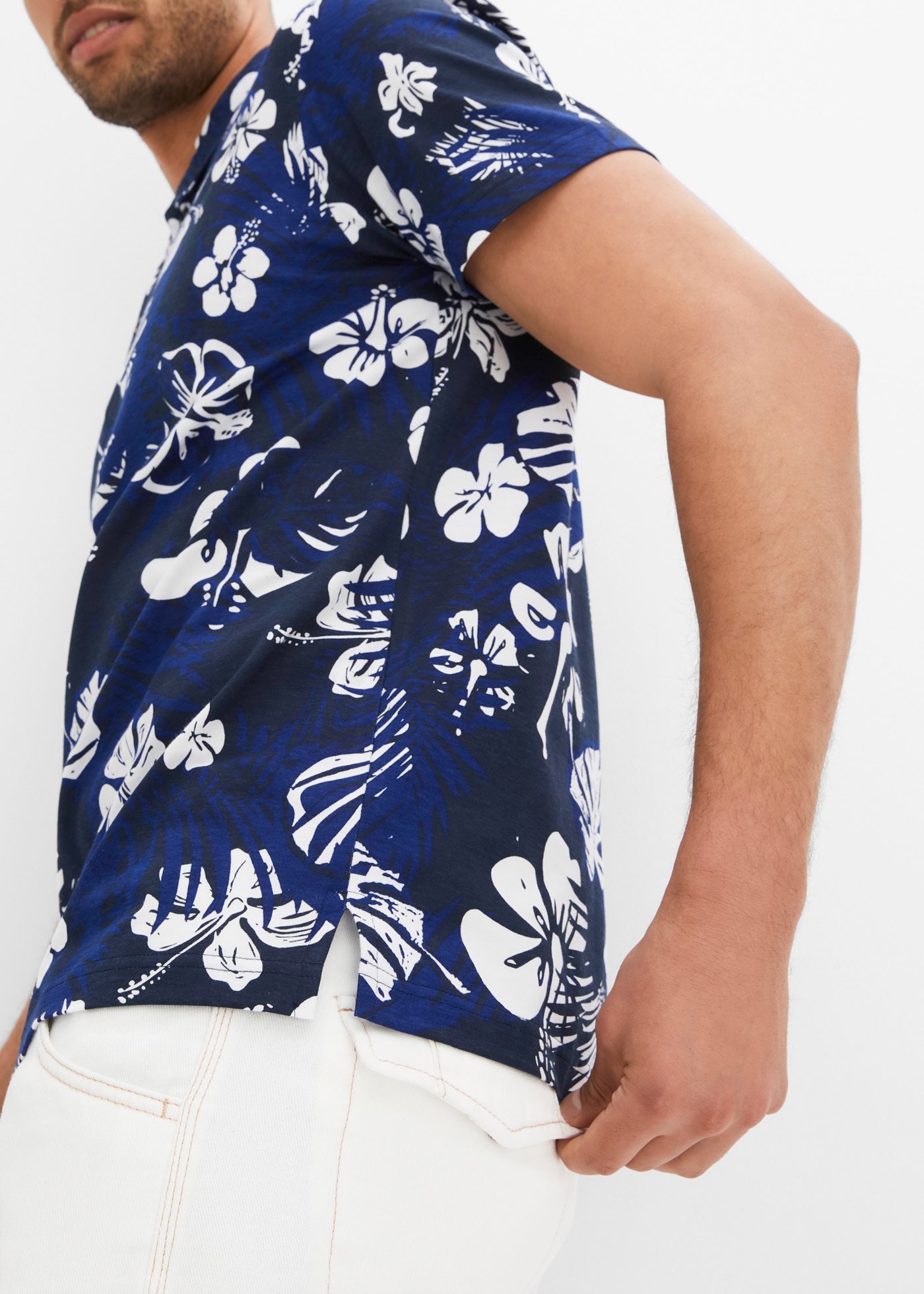 bonprix Poloshirt Kurzarm, mit Polokragen mit Knopfleiste, aus Baumwolle