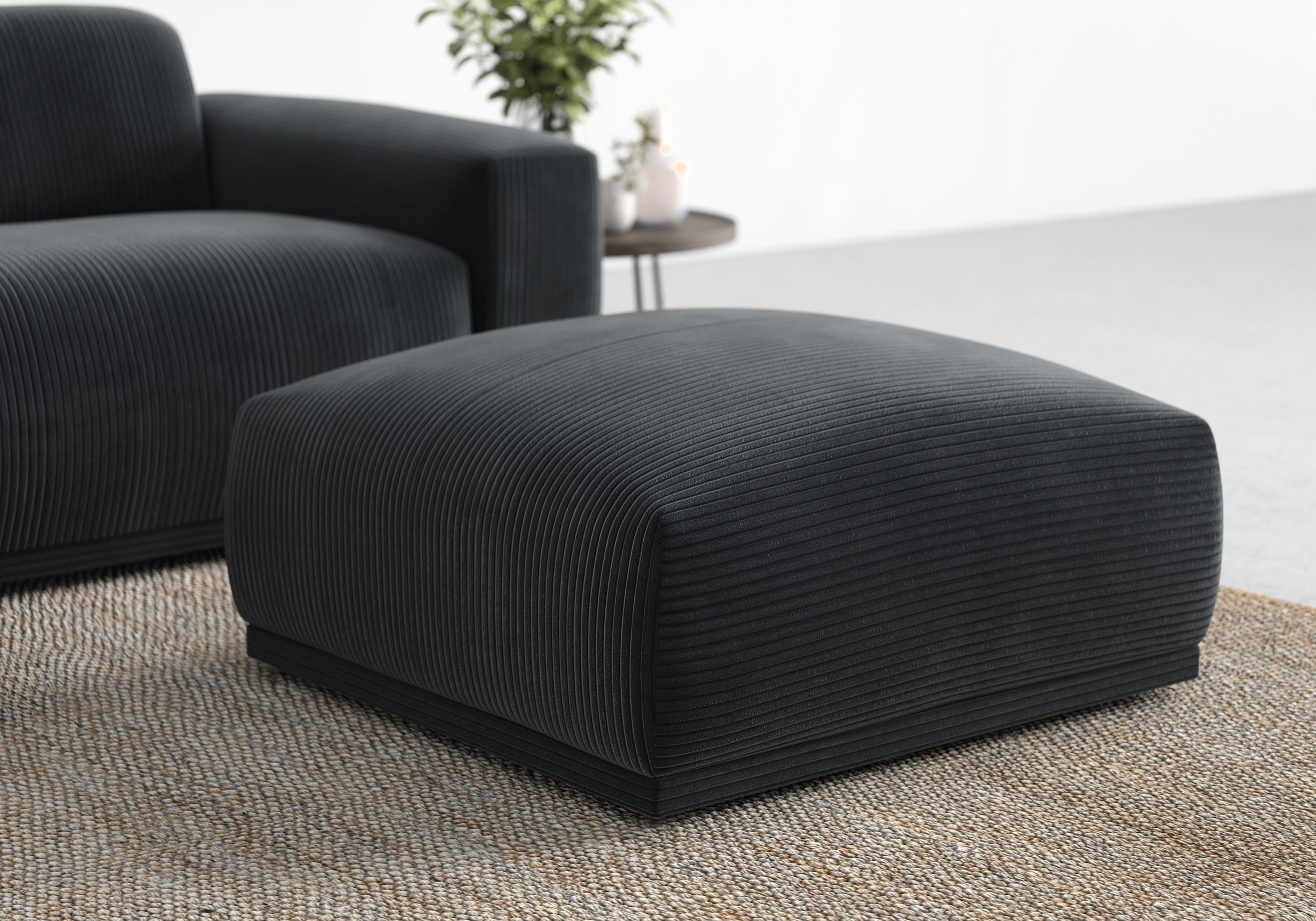 TRENDMANUFAKTUR Hocker »Braga, mit hochwertigem Kaltschaum, quadratisch, in Cord erhältlich«, (1 St.), moderner Polsterhocker, 85/42/85 cm (B/H/T)