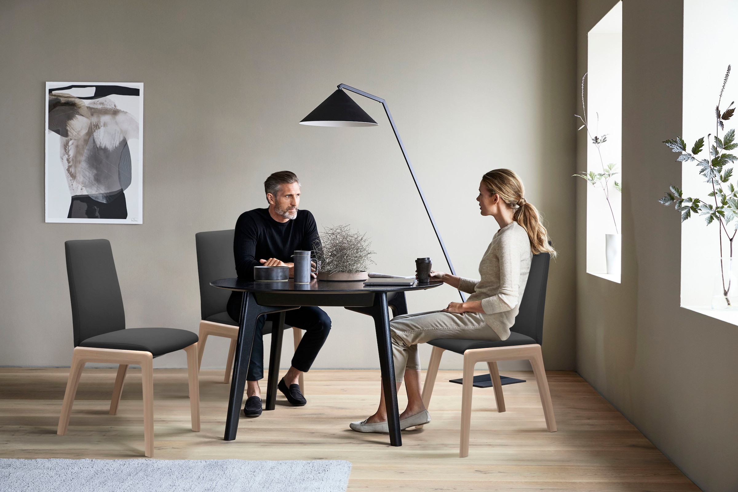 Stressless® Polsterstuhl »Laurel«, Microfaser DINAMICA, Low Back, Größe M, mit abgerundeten Beinen in Eiche gekalkt