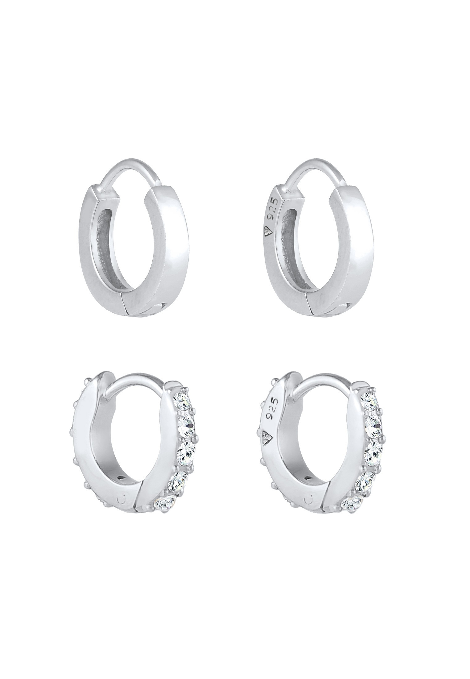 Elli Ohrstecker-Set »Ohrringe Creolen Glanz Set 925 Silber, mit Kristallen von Swarovski®«