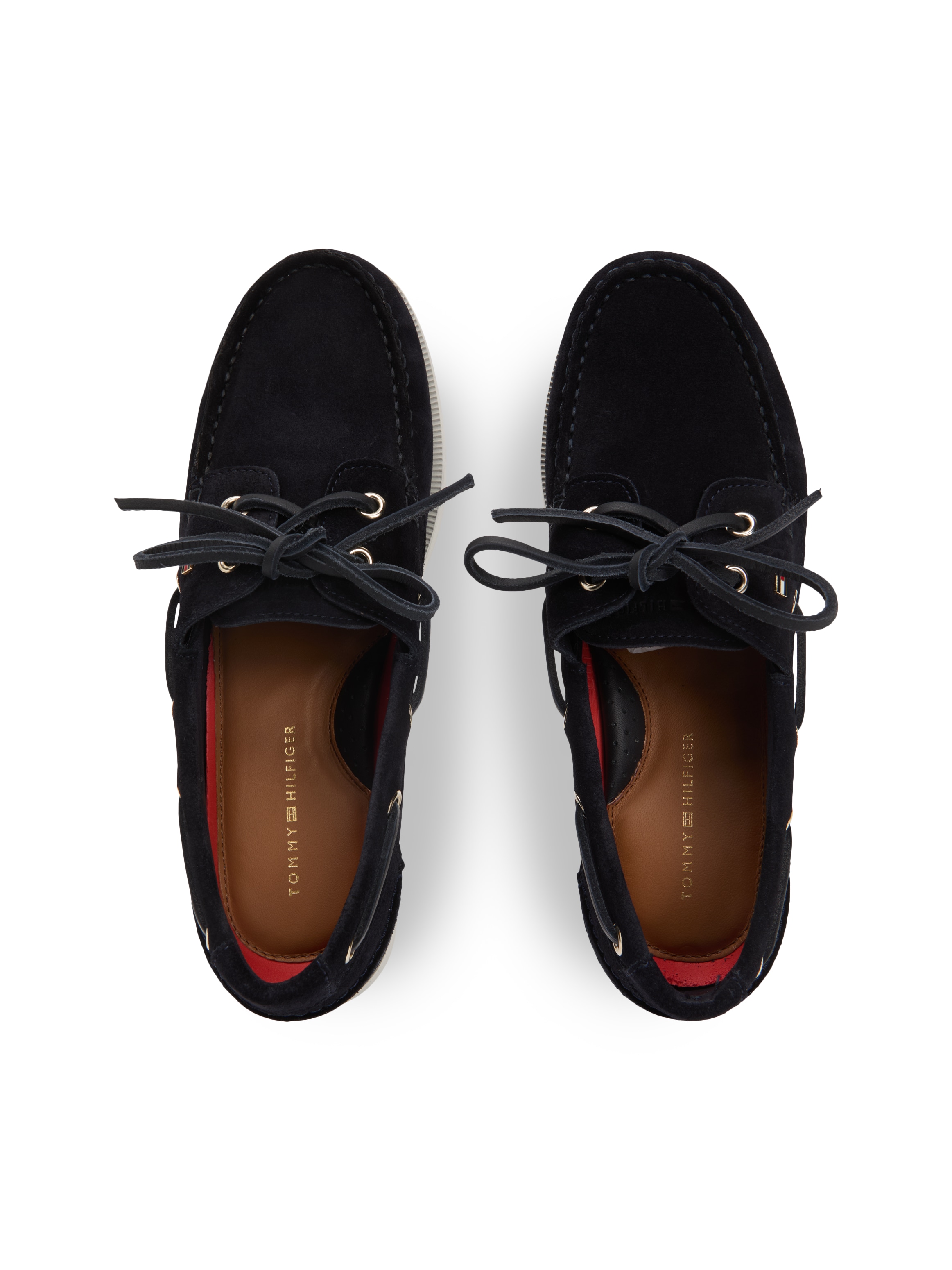 Tommy Hilfiger Bootsschuh »HILFIGER SUEDE BOAT SHOE«  Freizeitschuh, Halbschuh, Schnürer mit modischen Durchzügen
