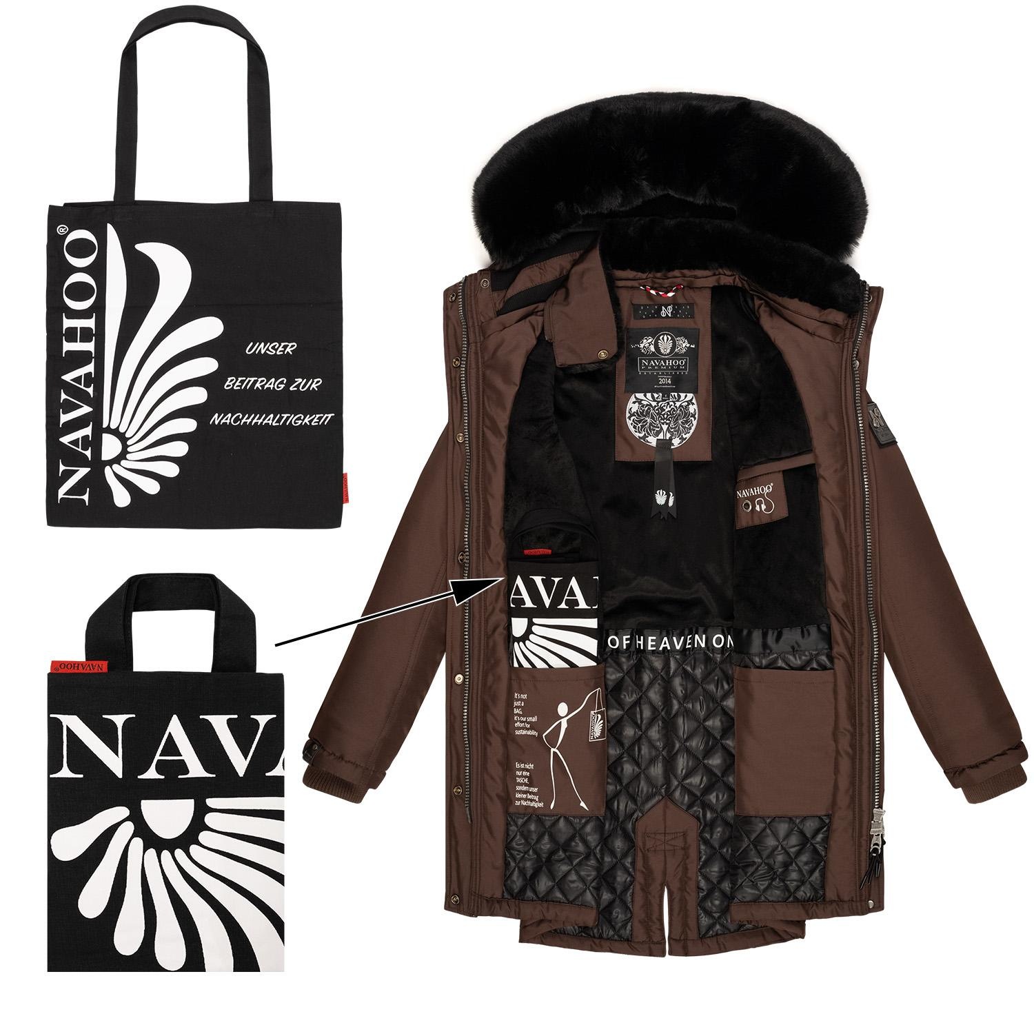 Navahoo Wintermantel »Wintermantel Tiniis«, Parka mit abnehmbarer Kapuze und extra Einkaufstasche