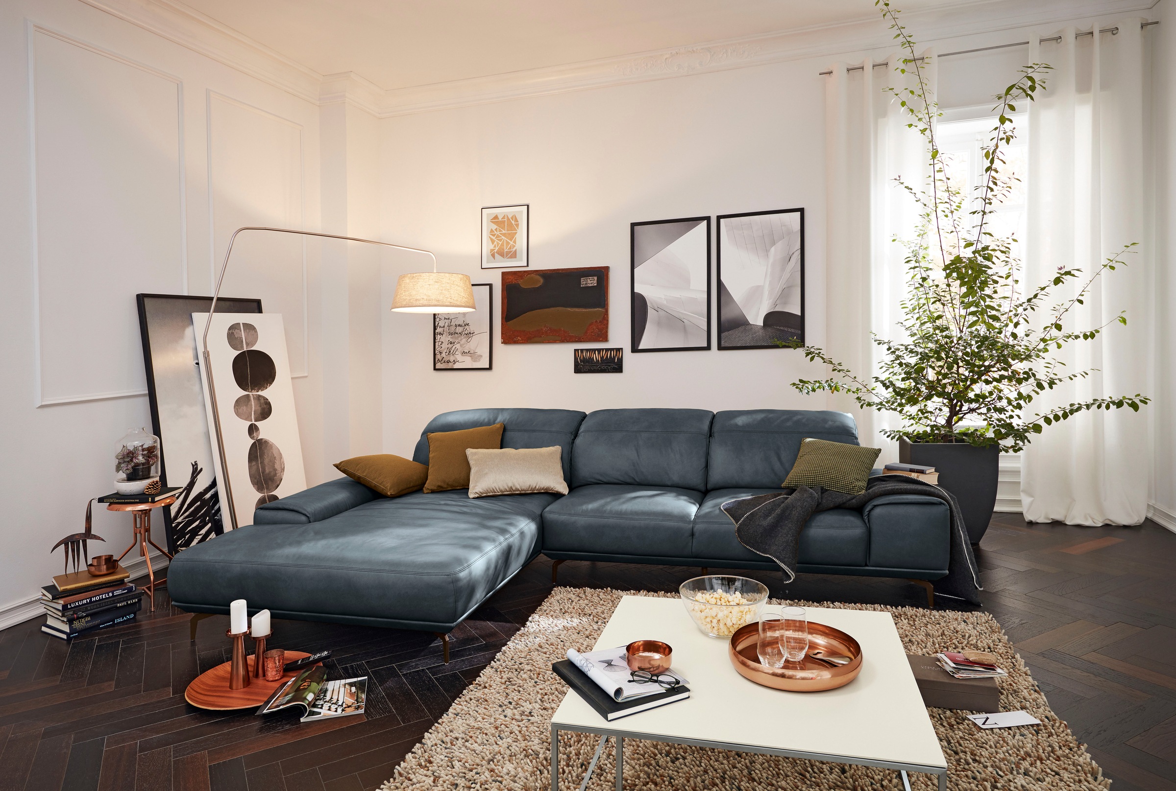 Musterring Wohnlandschaft »MR 2490«, Bronze-Fuß, Sitzhöhe 48cm, wahlweise mit Funktionen, Maße 342 x 207 cm
