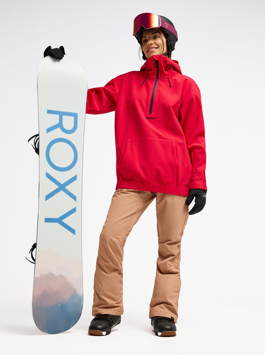 Roxy Skijacke »FROSTBLISHORT SLEEVE SOFTSHELL OVERHEAD« mit Kapuze sportlich, aus Polyester und Elasthan, wasserabweisend, windabweisend