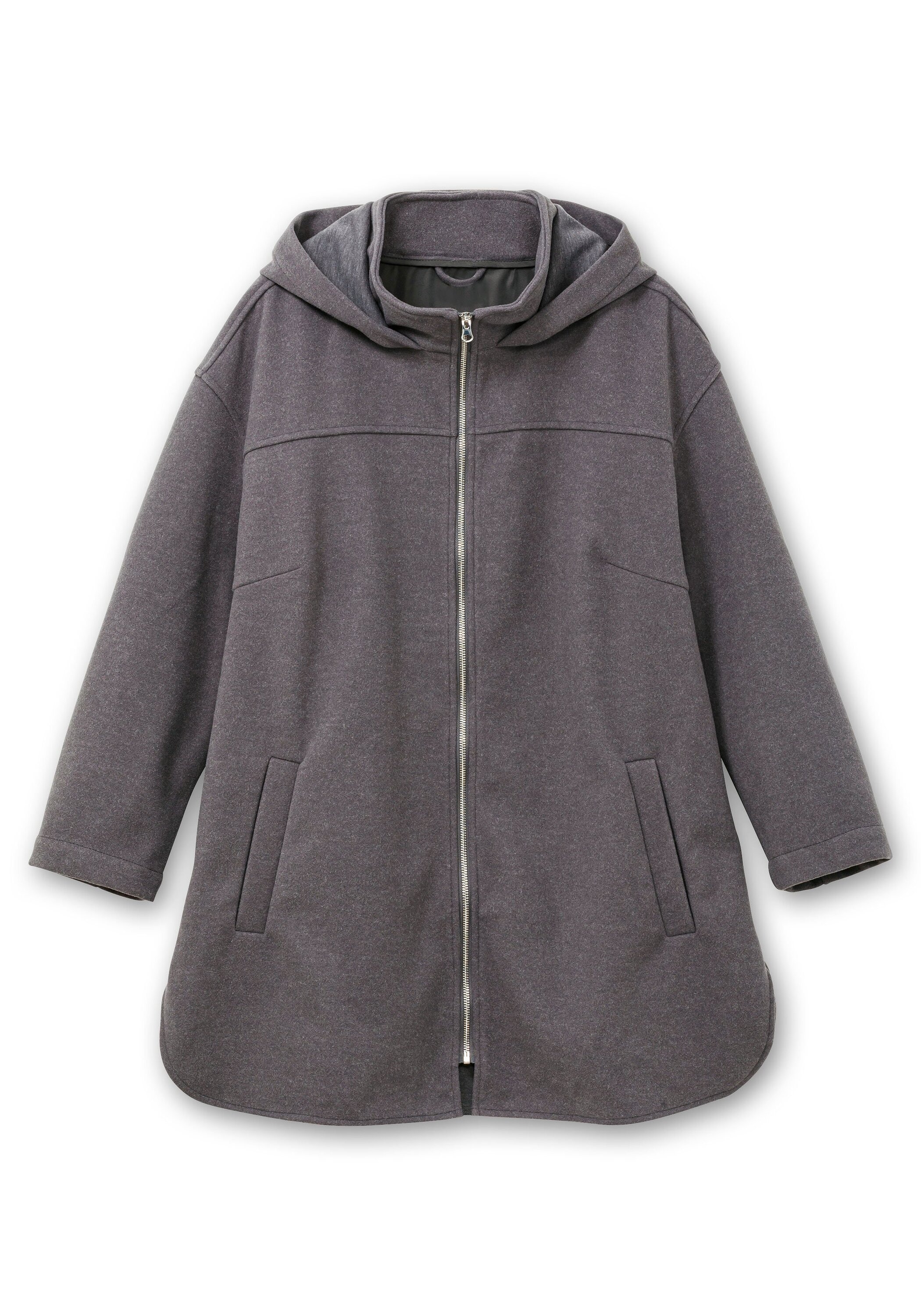 Sheego Langjacke »Kapuzenjacke mit Stehkragen und überschnittenen Schultern«