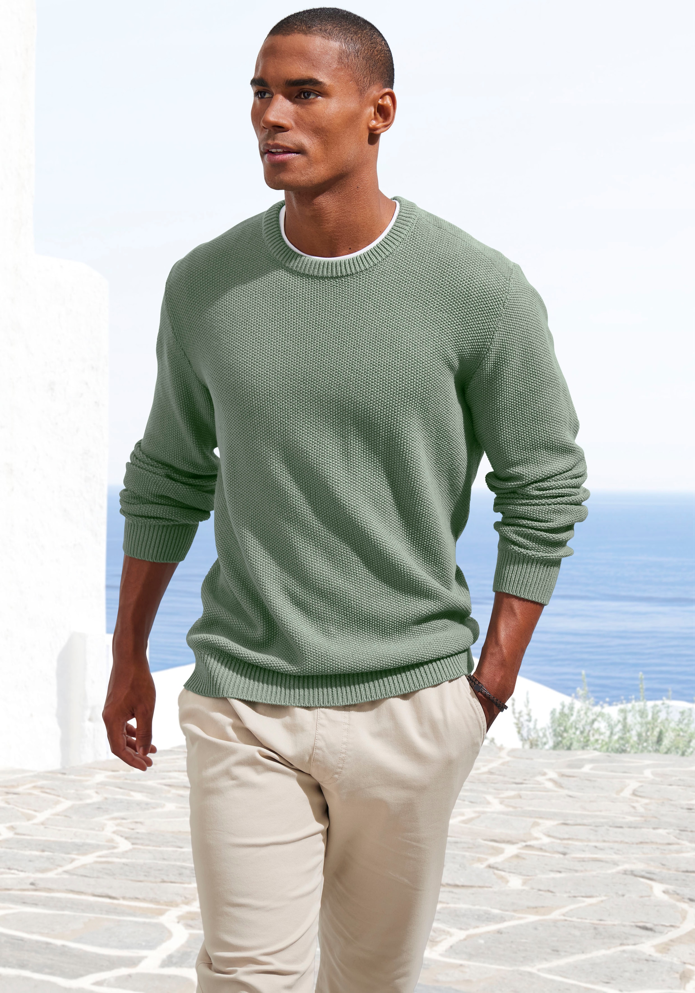 John Devin Strickpullover, Pullover in modischer Strickstruktur