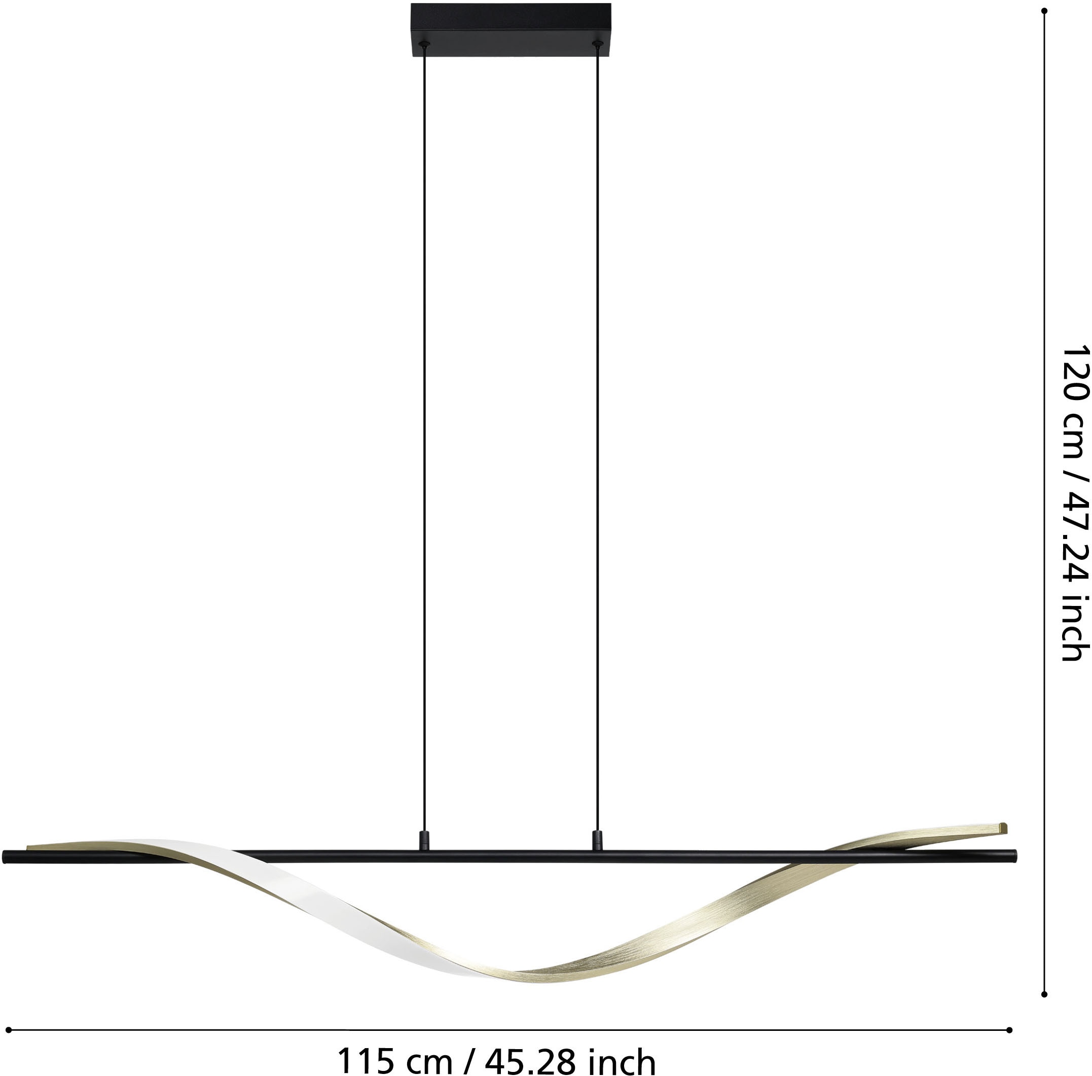 EGLO Hängeleuchte »CONAPRATO Pendellampe - Alu, Stahl - LED - 20W - IP20« LED-Modul 1 Stk. Kaltweiß | Neutralweiß | Warmweiß Hängelampe, Deckenlampe, Wohnzimmer, Esszimmer, L115 x B11,5 x H120 cm