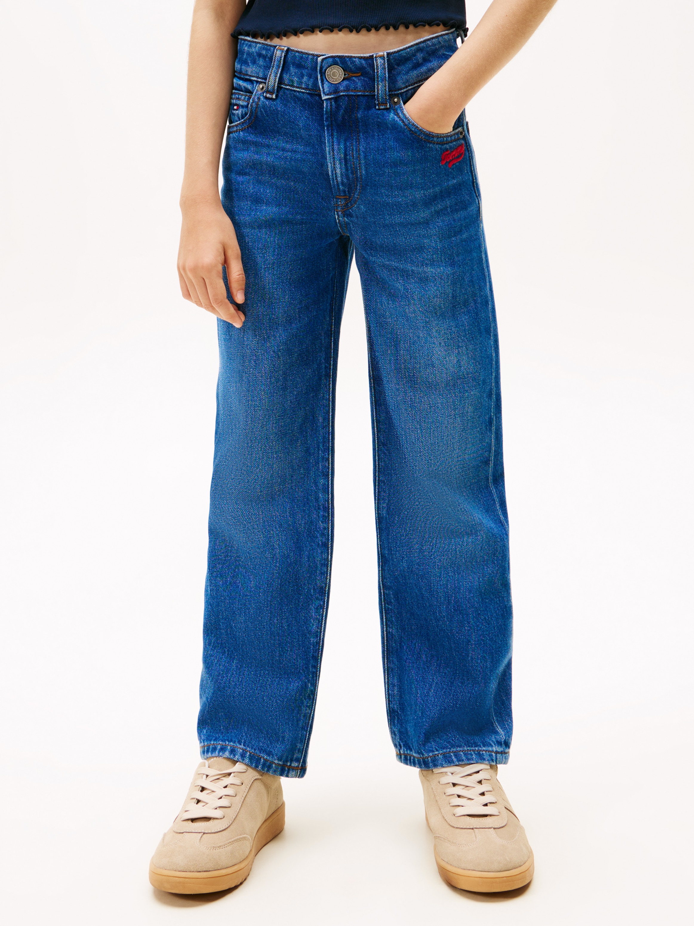 Tommy Hilfiger Mädchen Straight-Jeans »GIRLFRIEND DARK WASH« Kinder bis 16 Jahre, Größe 16 (176)